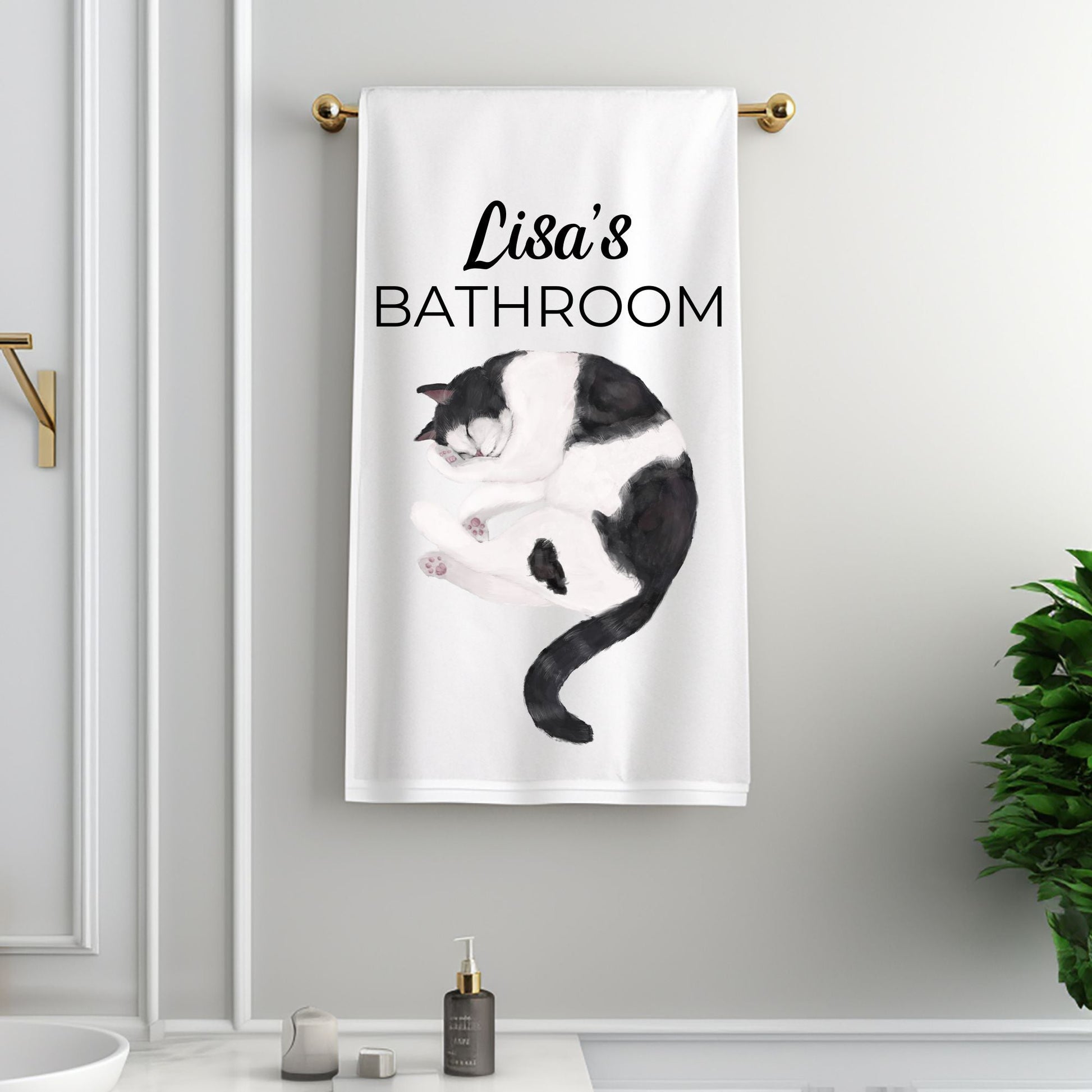 Cozy Sleeping Cat Bathroom Towel - MerikaArt