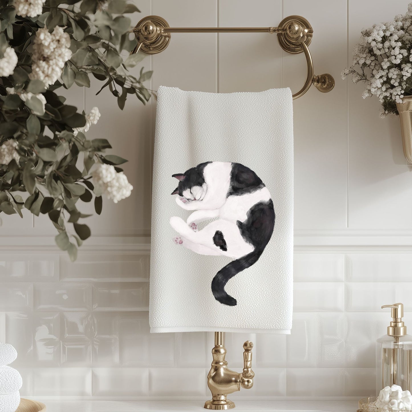 Cozy Sleeping Cat Bathroom Towel - MerikaArt