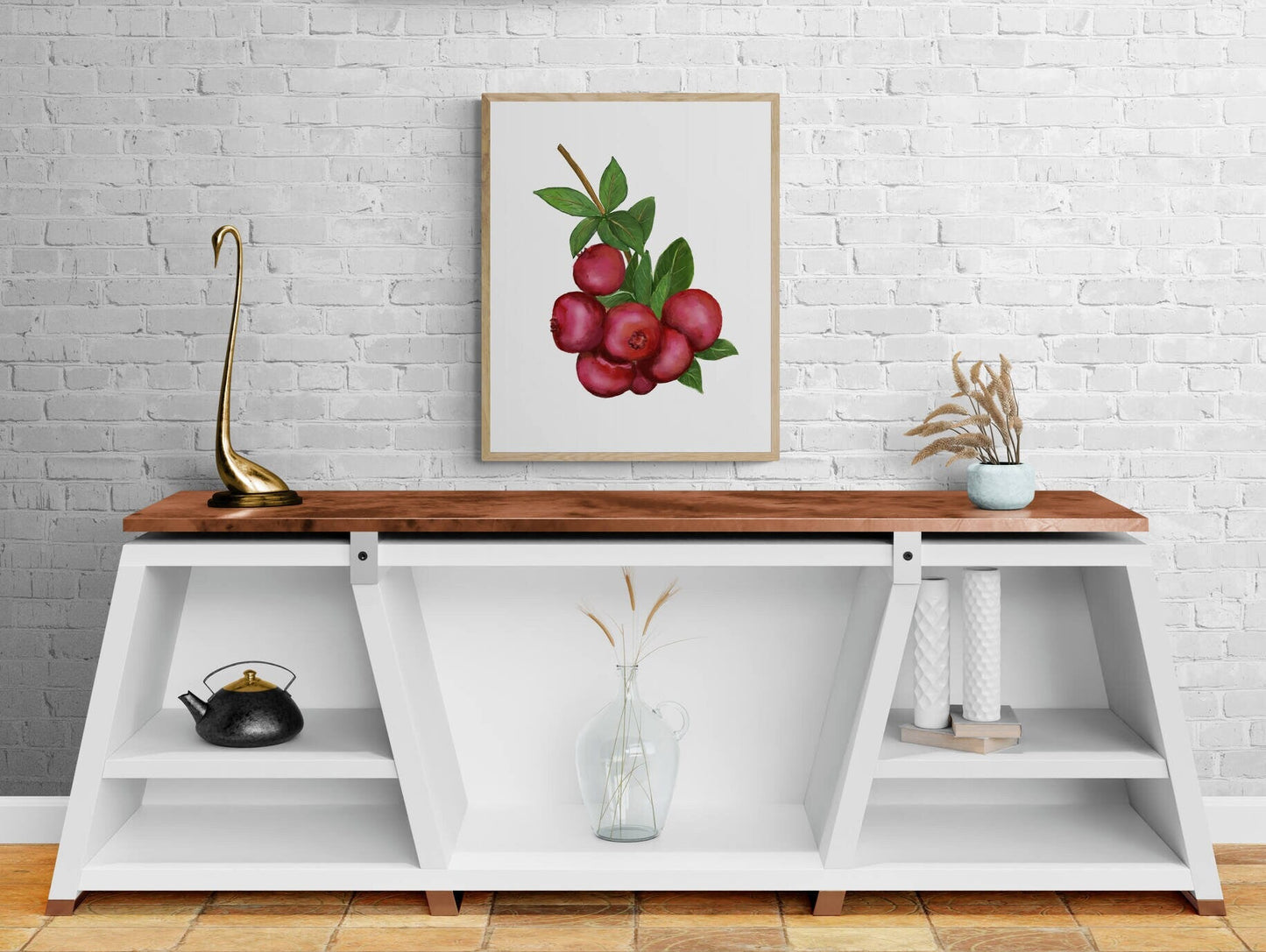Cranberry Art Print, Cranberry Wall Art, Kitchen Wall Hanging, Dining Room Decor, Berry Painting, Fruit Illustration, Farmhouse Wall Decor - MerikaArt