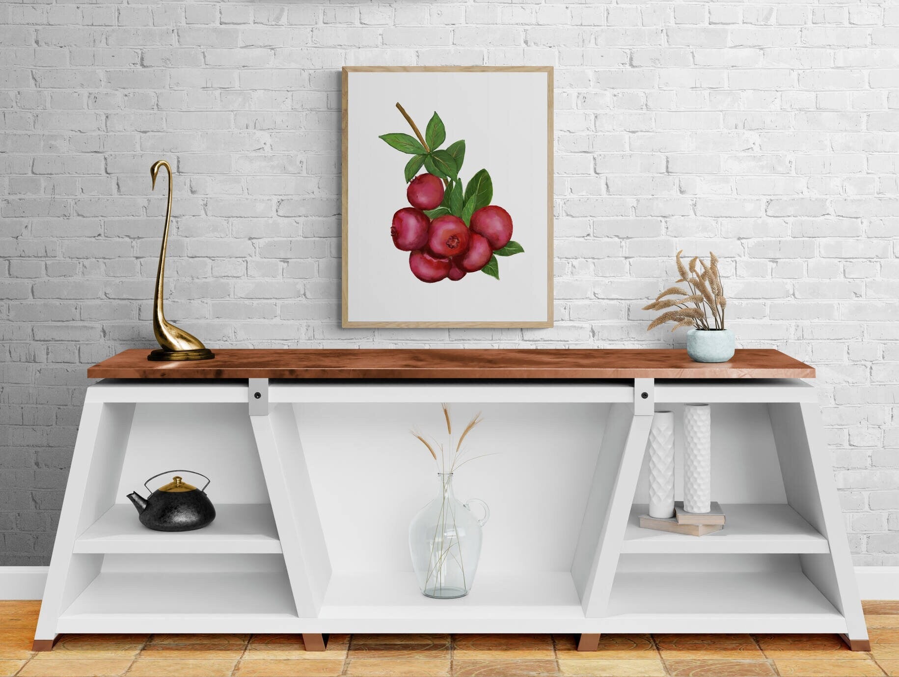 Cranberry Art Print, Cranberry Wall Art, Kitchen Wall Hanging, Dining Room Decor, Berry Painting, Fruit Illustration, Farmhouse Wall Decor - MerikaArt