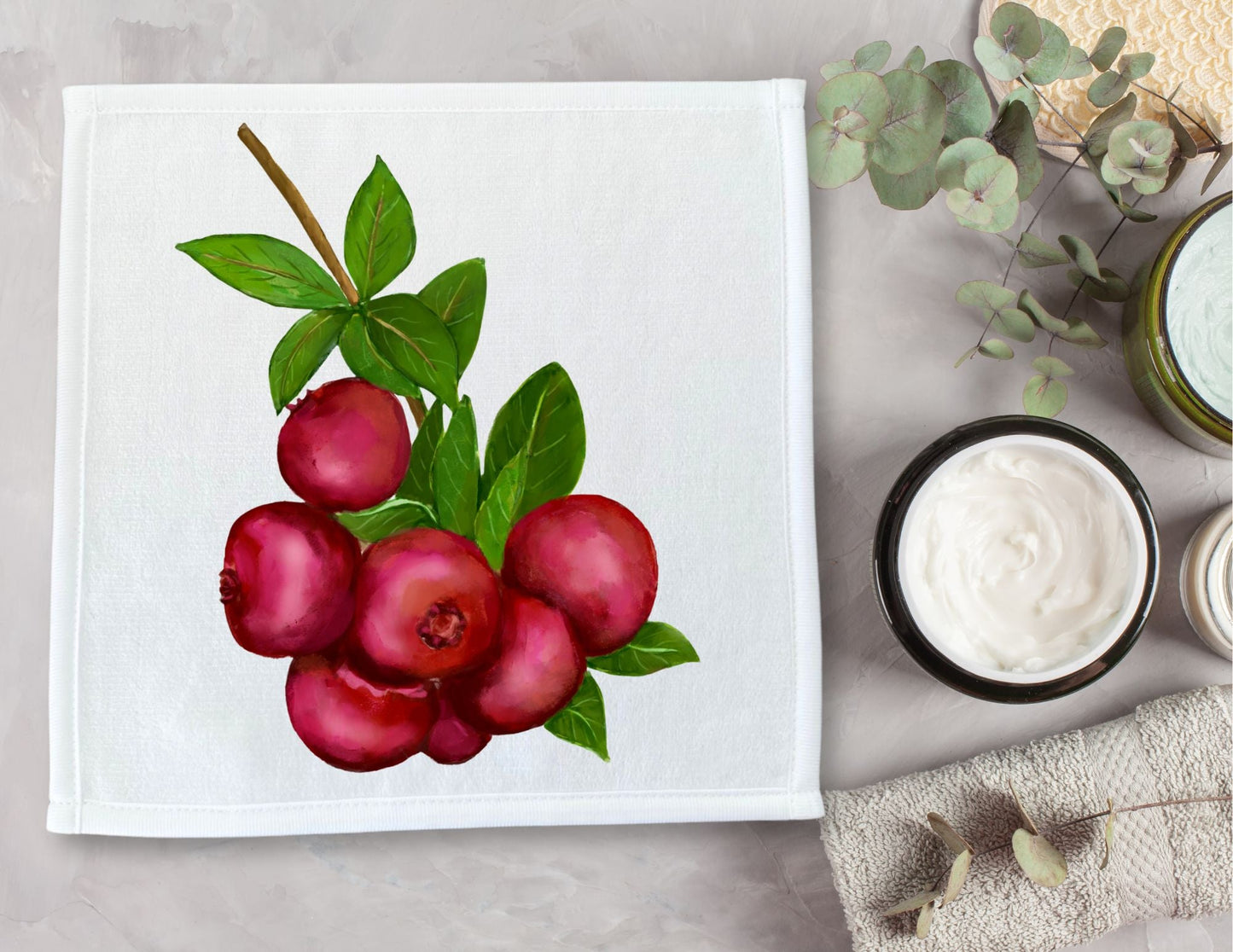 Cranberry Delight Washcloth - MerikaArt