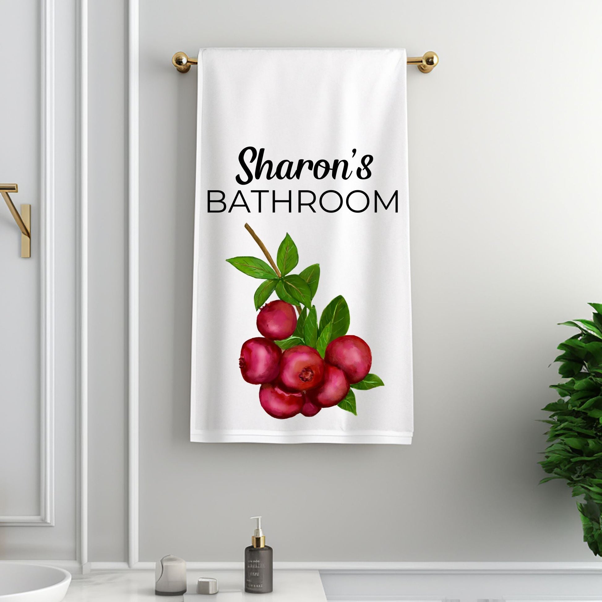 Cranberry Fruit Bathroom Towel - MerikaArt