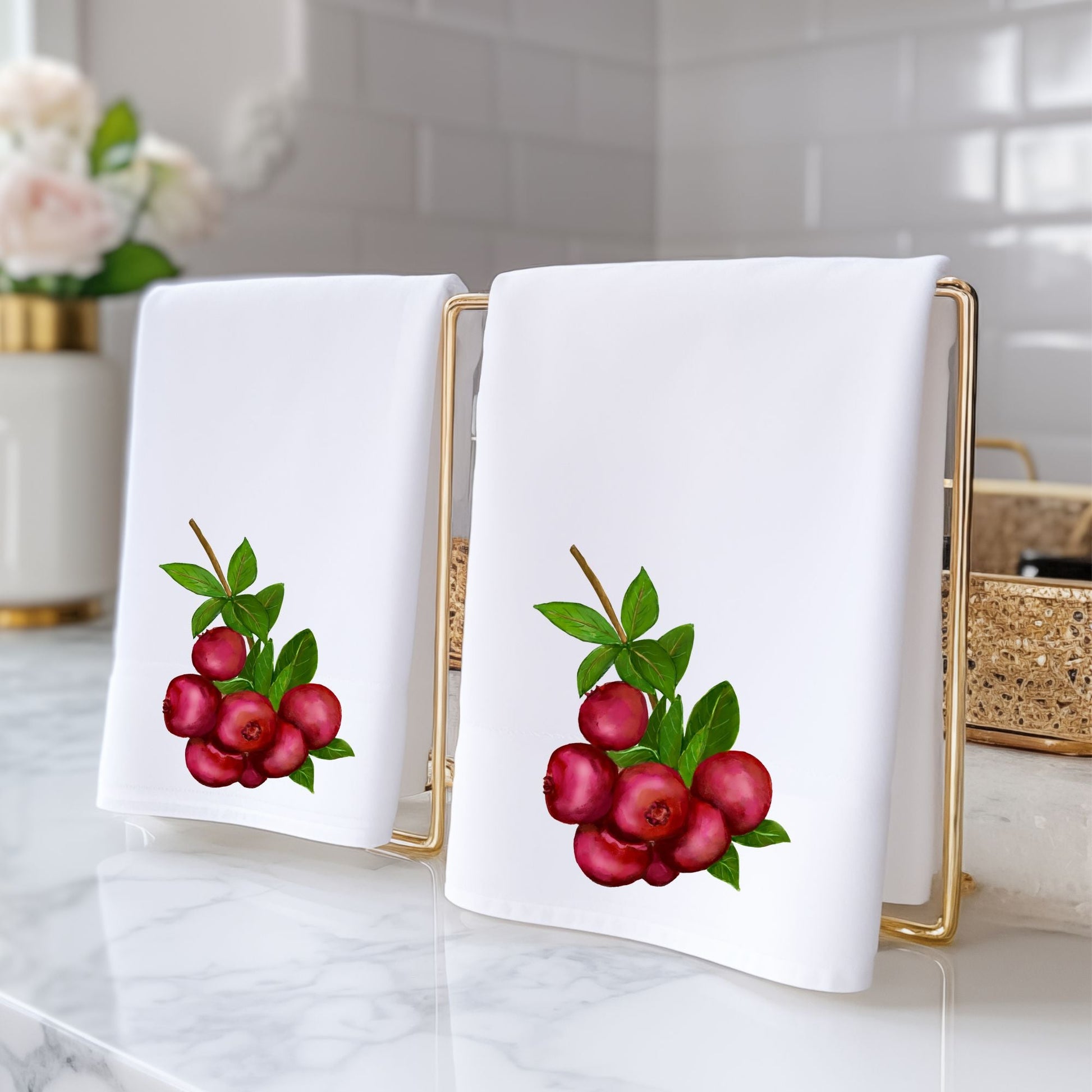 Cranberry Fruit Bathroom Towel - MerikaArt