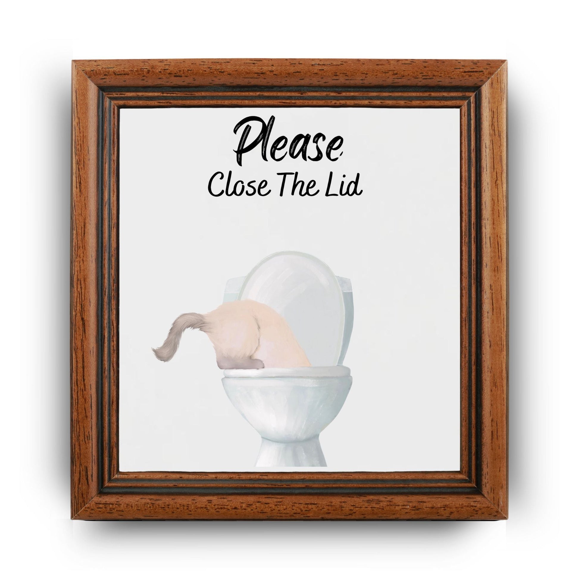 Cream Cat Bathroom Sign Ceramic Tile - MerikaArt
