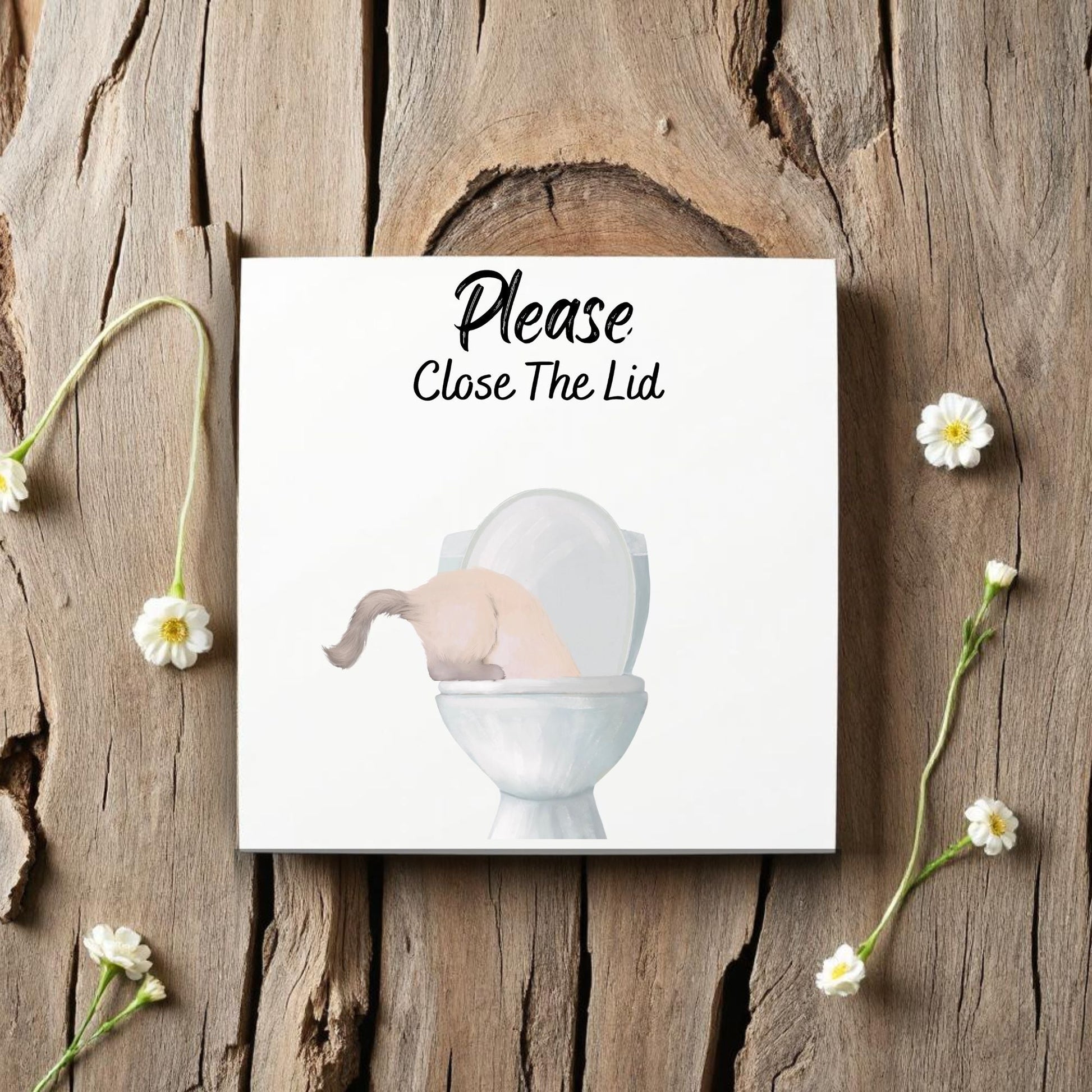 Cream Cat Bathroom Sign Ceramic Tile - MerikaArt