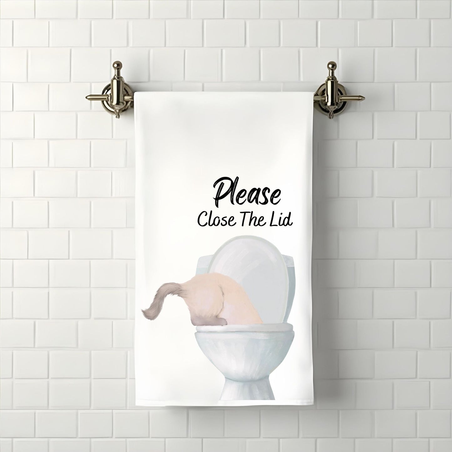 Cream Cat Bathroom Towel - MerikaArt