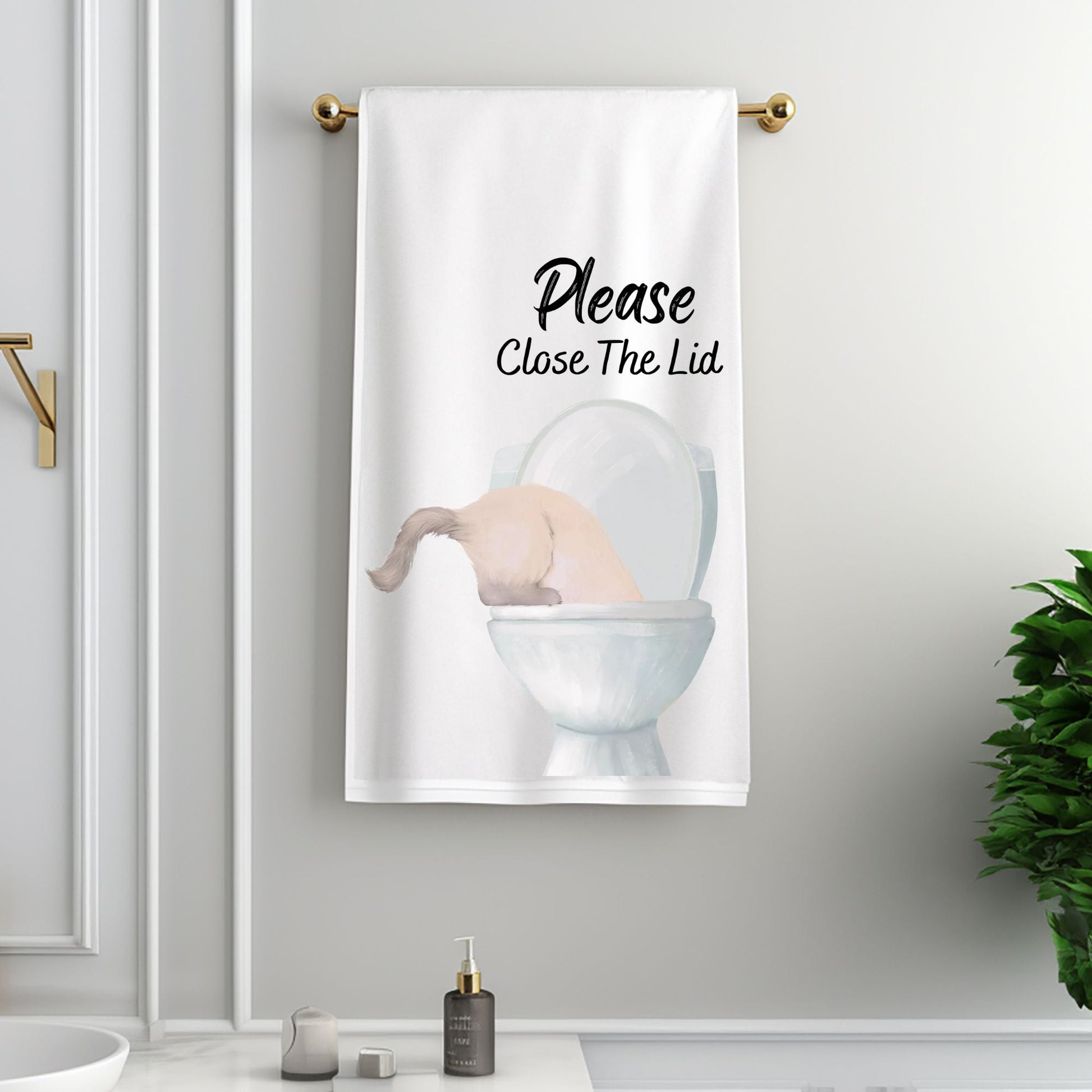 Cream Cat Bathroom Towel - MerikaArt