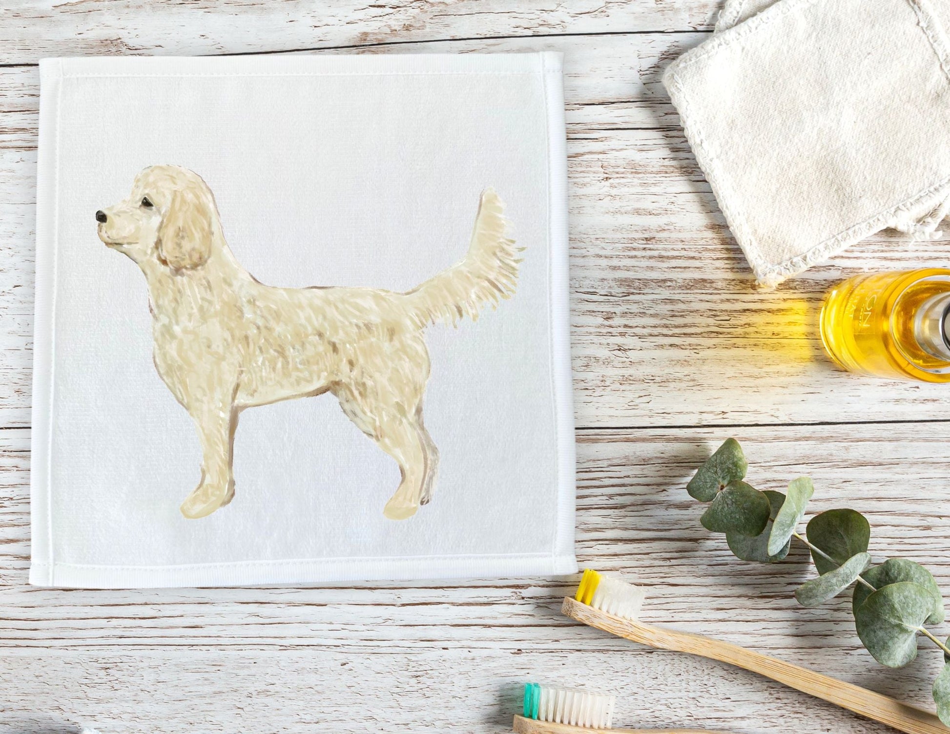 Cream Doodle Dog Washcloth - MerikaArt