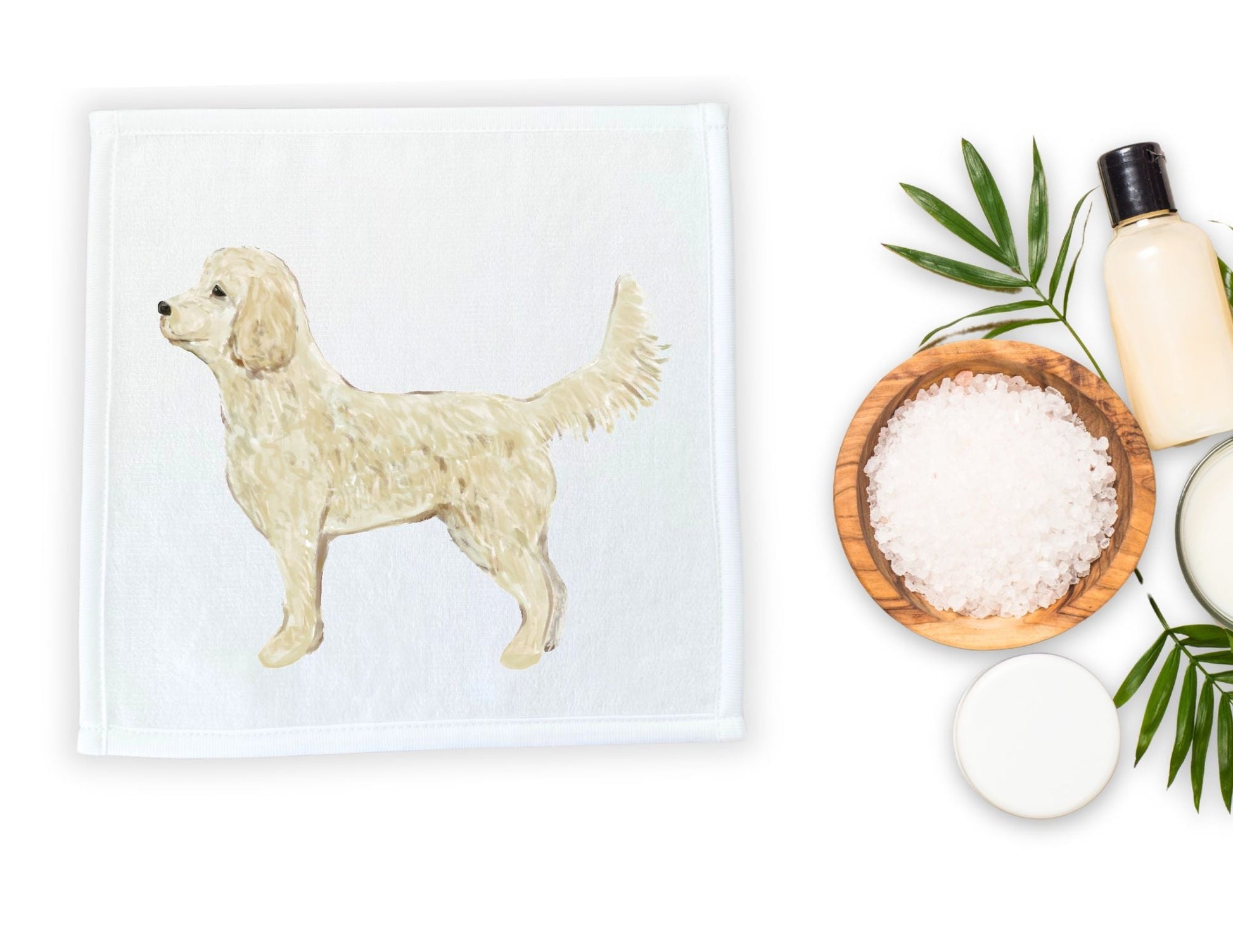 Cream Doodle Dog Washcloth - MerikaArt