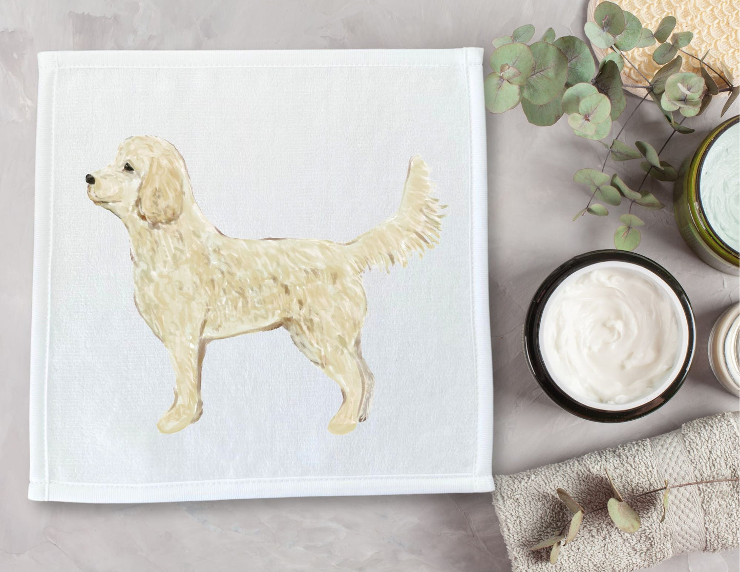Cream Doodle Dog Washcloth - MerikaArt
