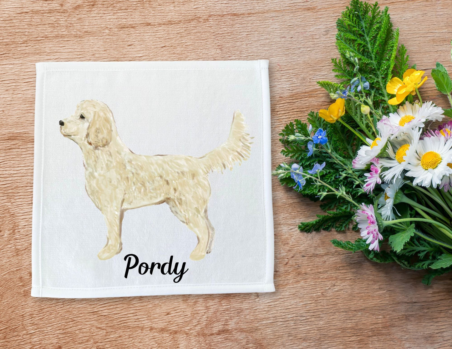 Cream Doodle Dog Washcloth - MerikaArt