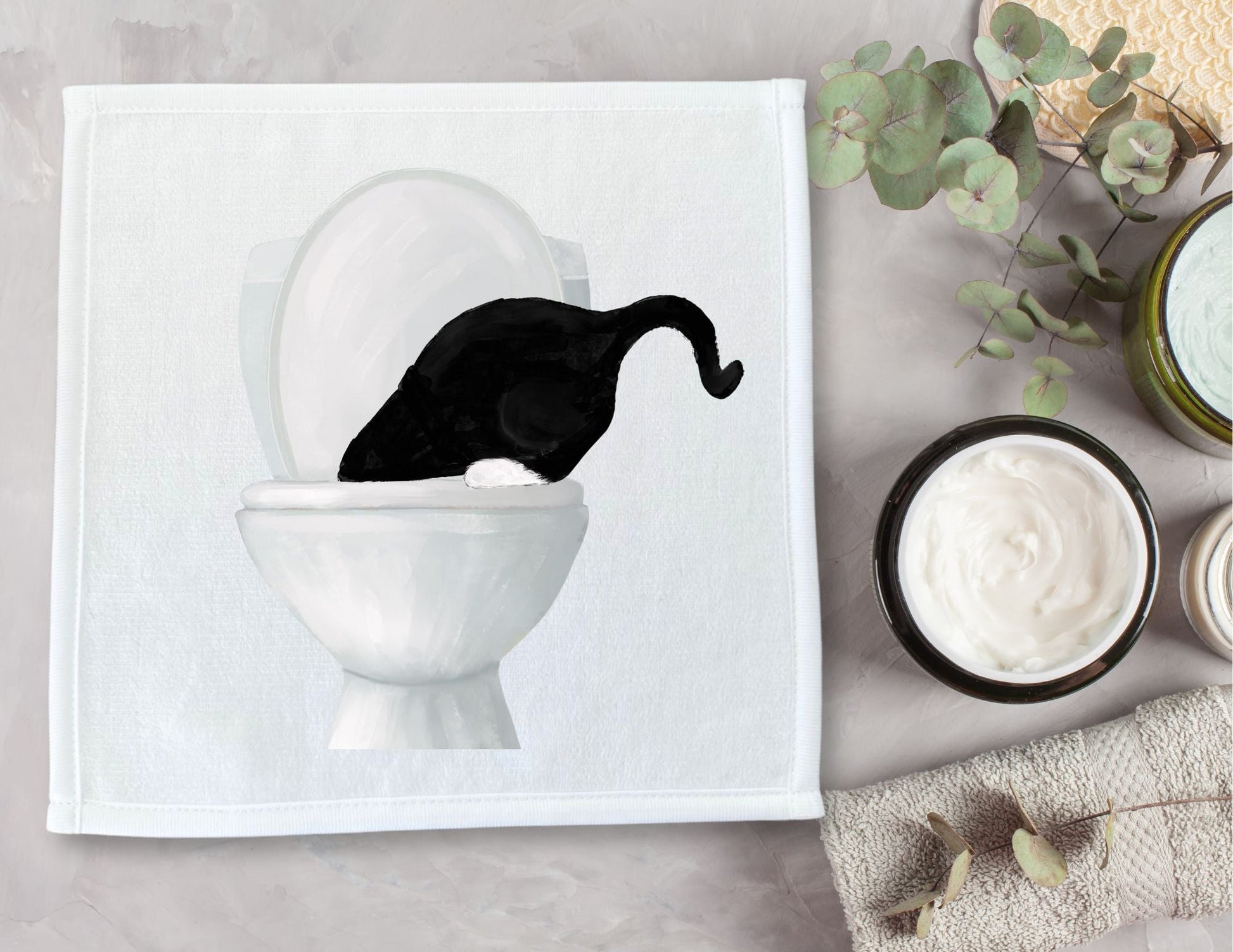 Curious Cat Toilet Washcloth - MerikaArt