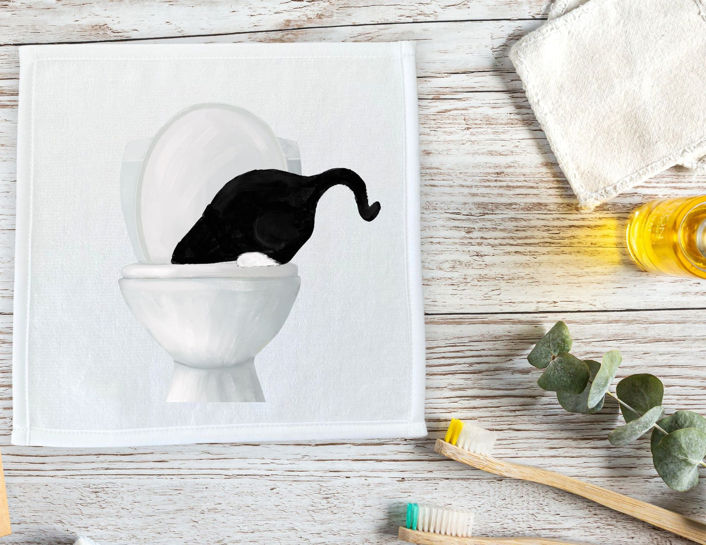 Curious Cat Toilet Washcloth - MerikaArt