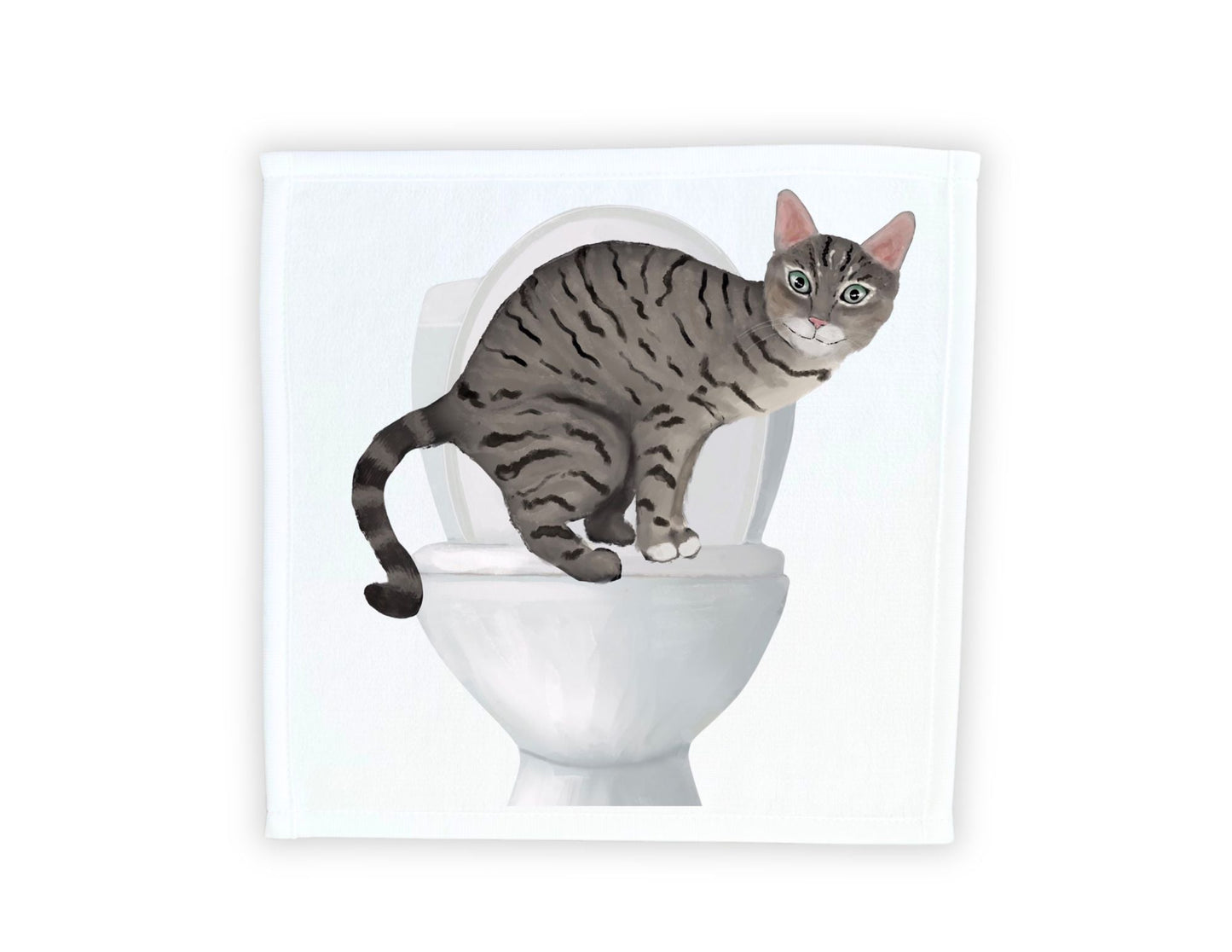 Curious Cat Toilet Washcloth – A Humorous Home Accessory - MerikaArt