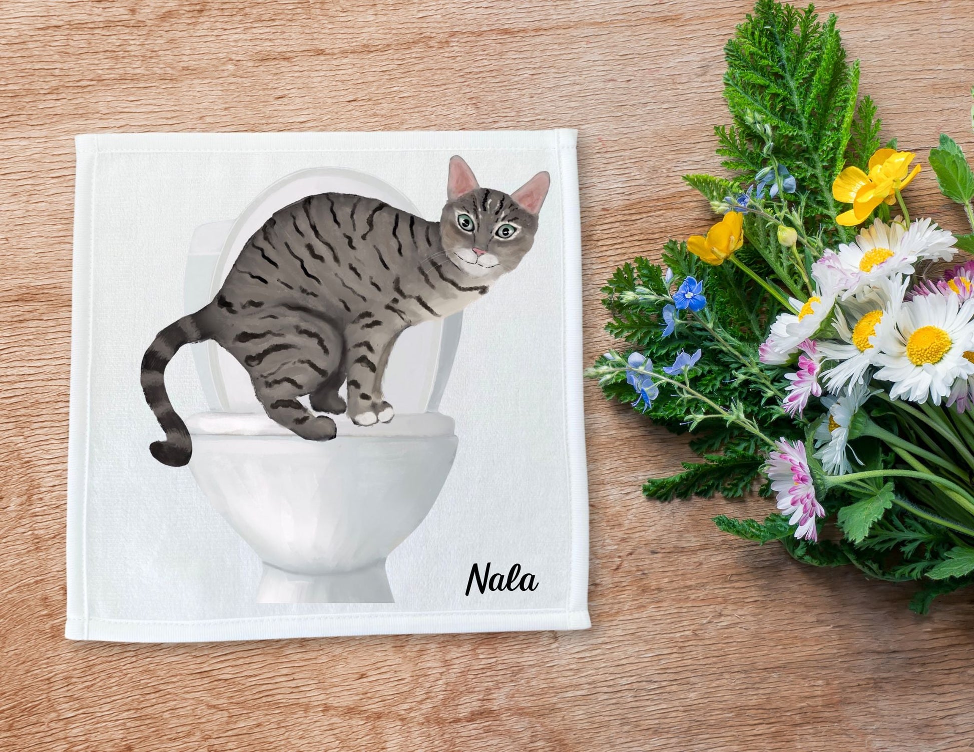 Curious Cat Toilet Washcloth – A Humorous Home Accessory - MerikaArt