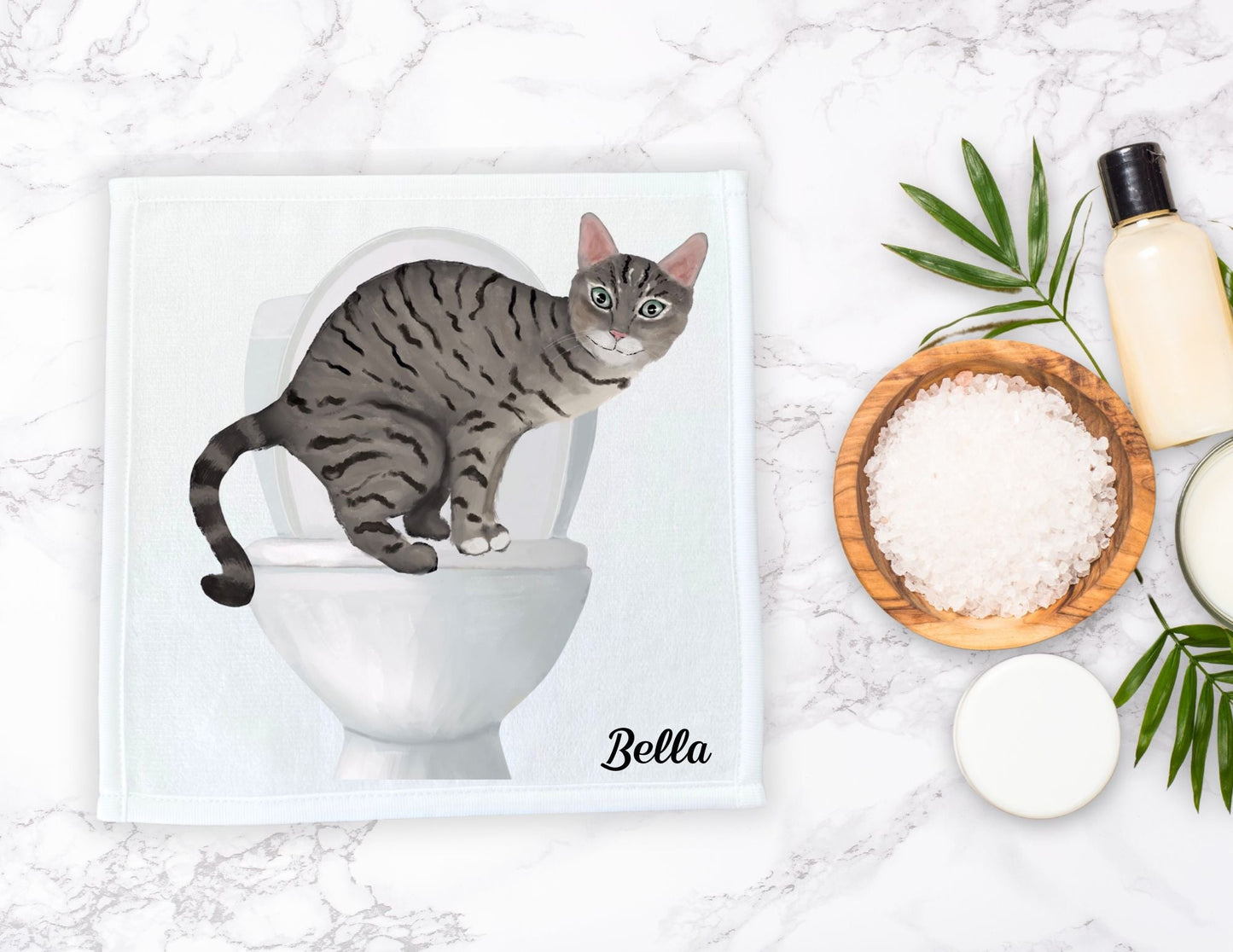 Curious Cat Toilet Washcloth – A Humorous Home Accessory - MerikaArt