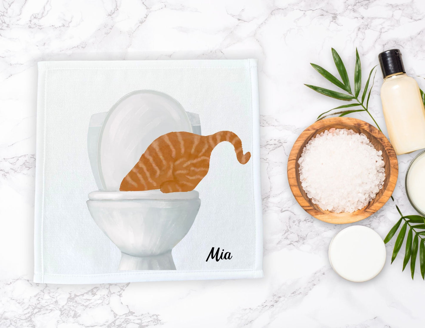 Curious Orange Tabby Cat Toilet Washcloth – A Playful Addition to Your Home - MerikaArt