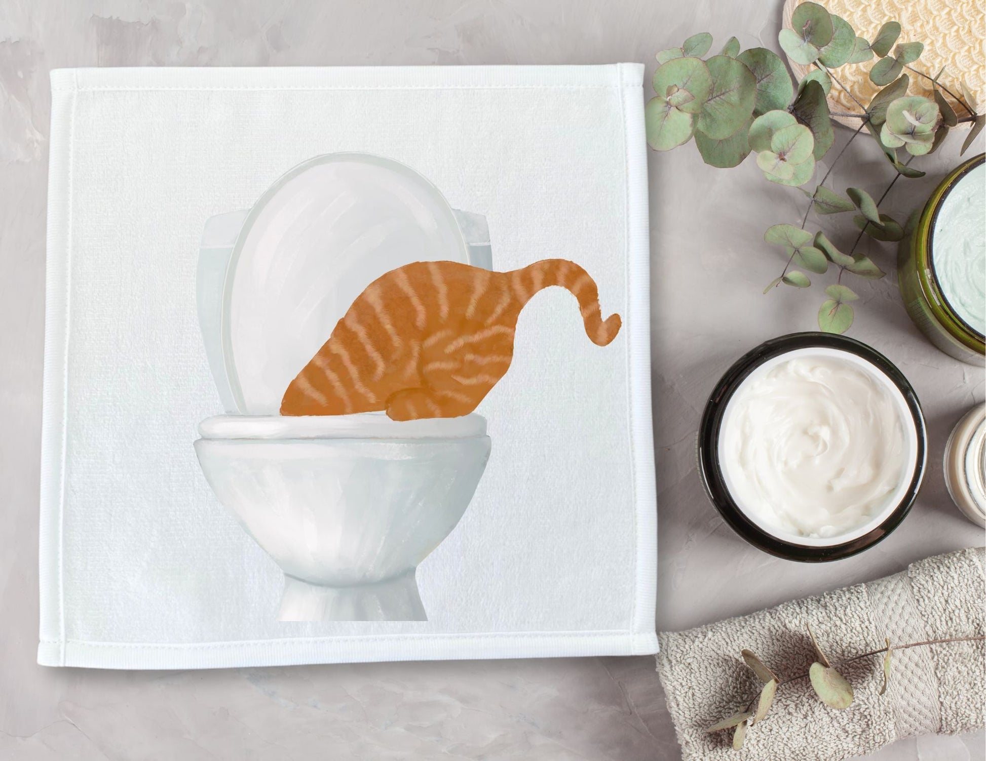 Curious Orange Tabby Cat Toilet Washcloth – A Playful Addition to Your Home - MerikaArt