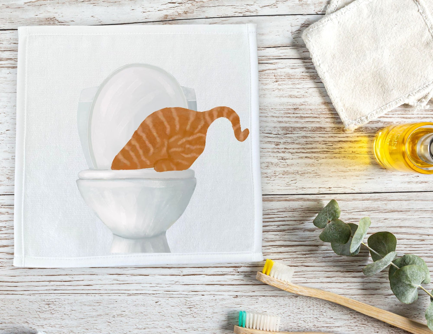 Curious Orange Tabby Cat Toilet Washcloth – A Playful Addition to Your Home - MerikaArt