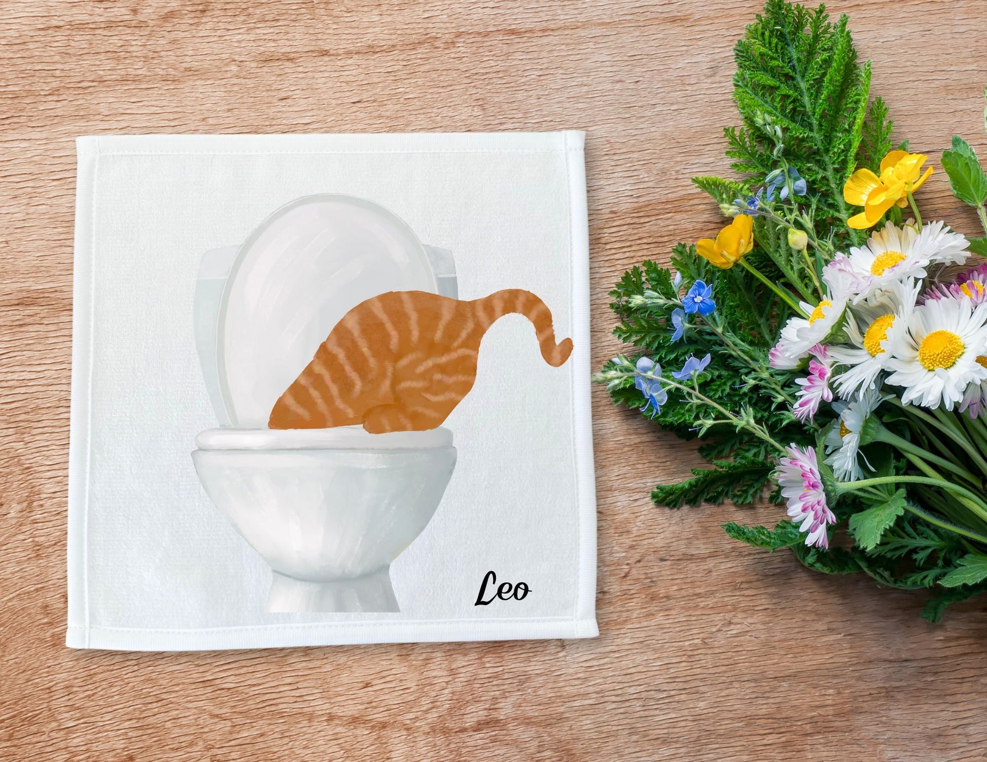 Curious Orange Tabby Cat Toilet Washcloth – A Playful Addition to Your Home - MerikaArt