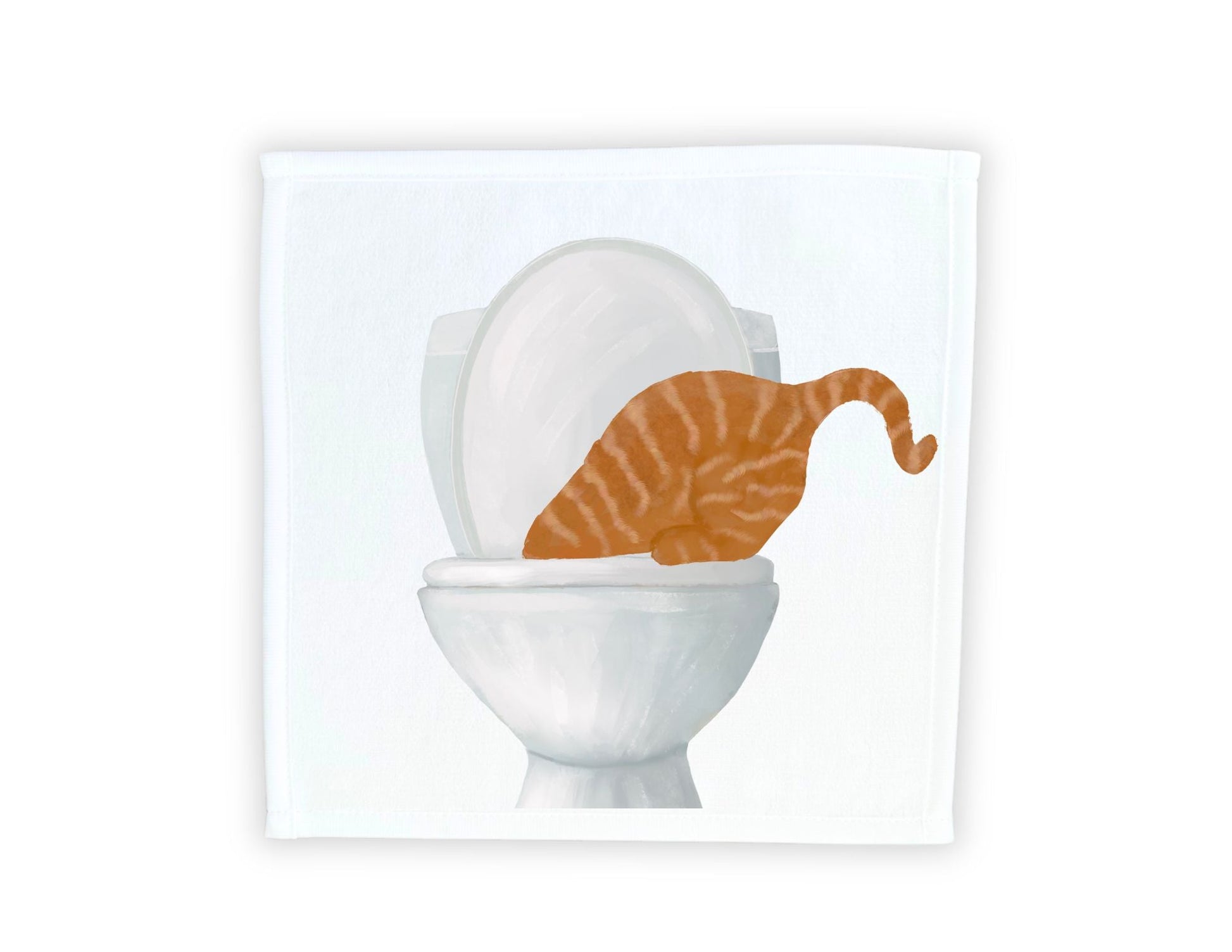 Curious Orange Tabby Cat Toilet Washcloth – A Playful Addition to Your Home - MerikaArt