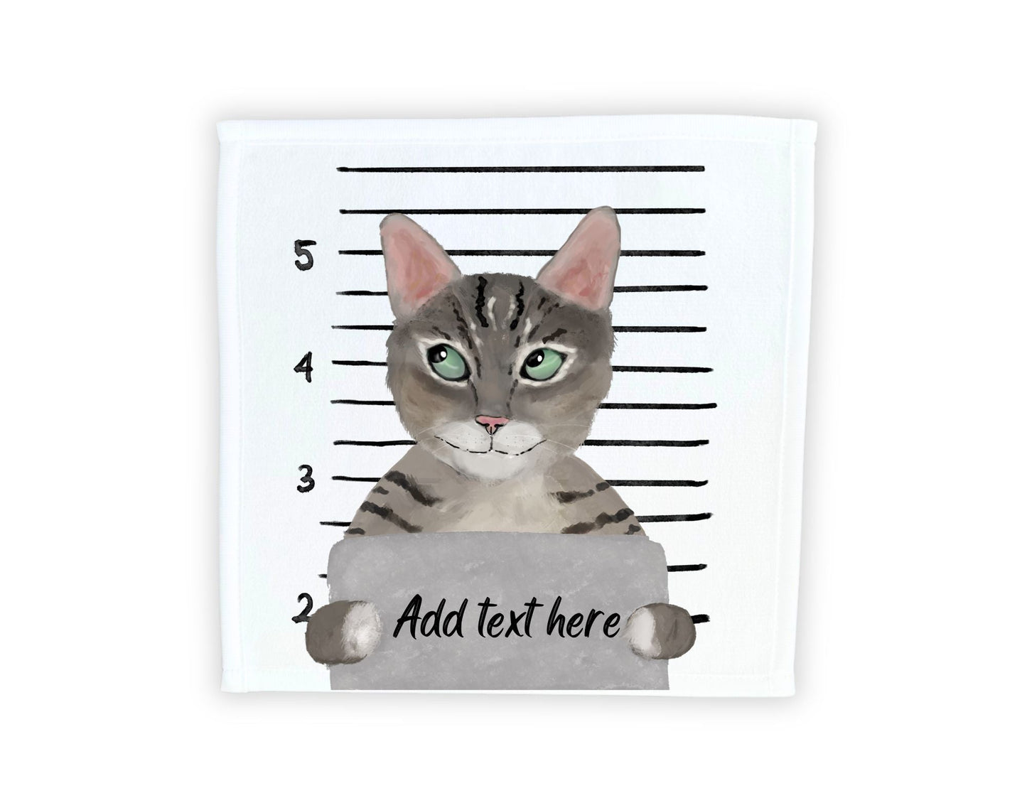 Customizable Cat Mugshot Washcloth - MerikaArt
