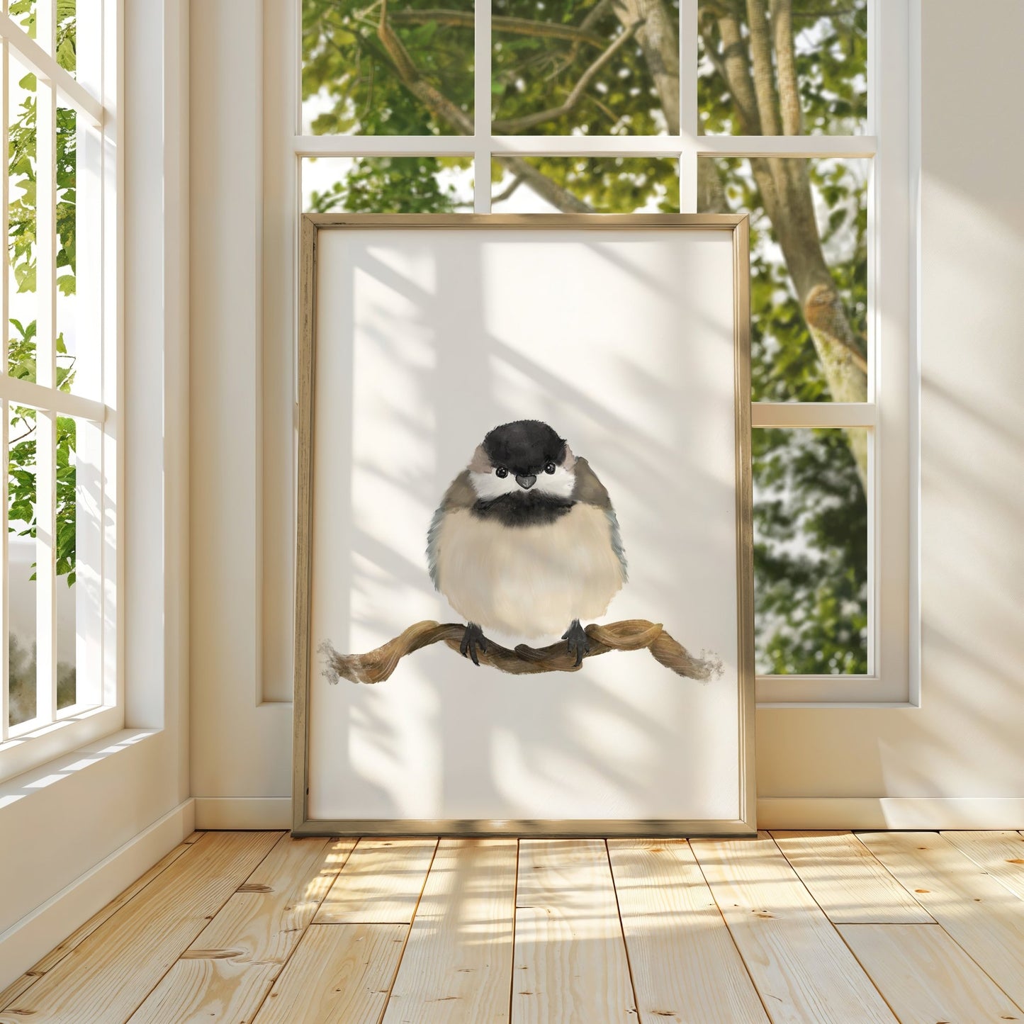 Cute Chickadee Art Print – Adorable Bird Decor for Nature Lovers - MerikaArt