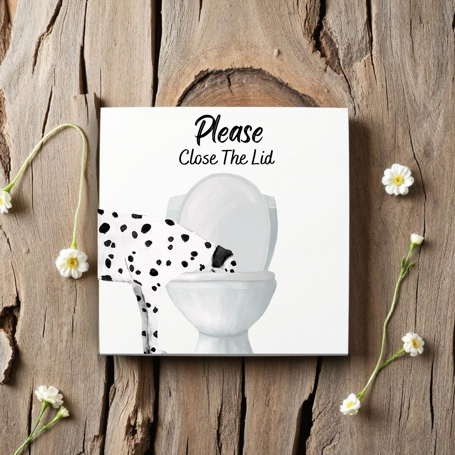 Dalmatian Please Close The Lid Ceramic Tile - MerikaArt