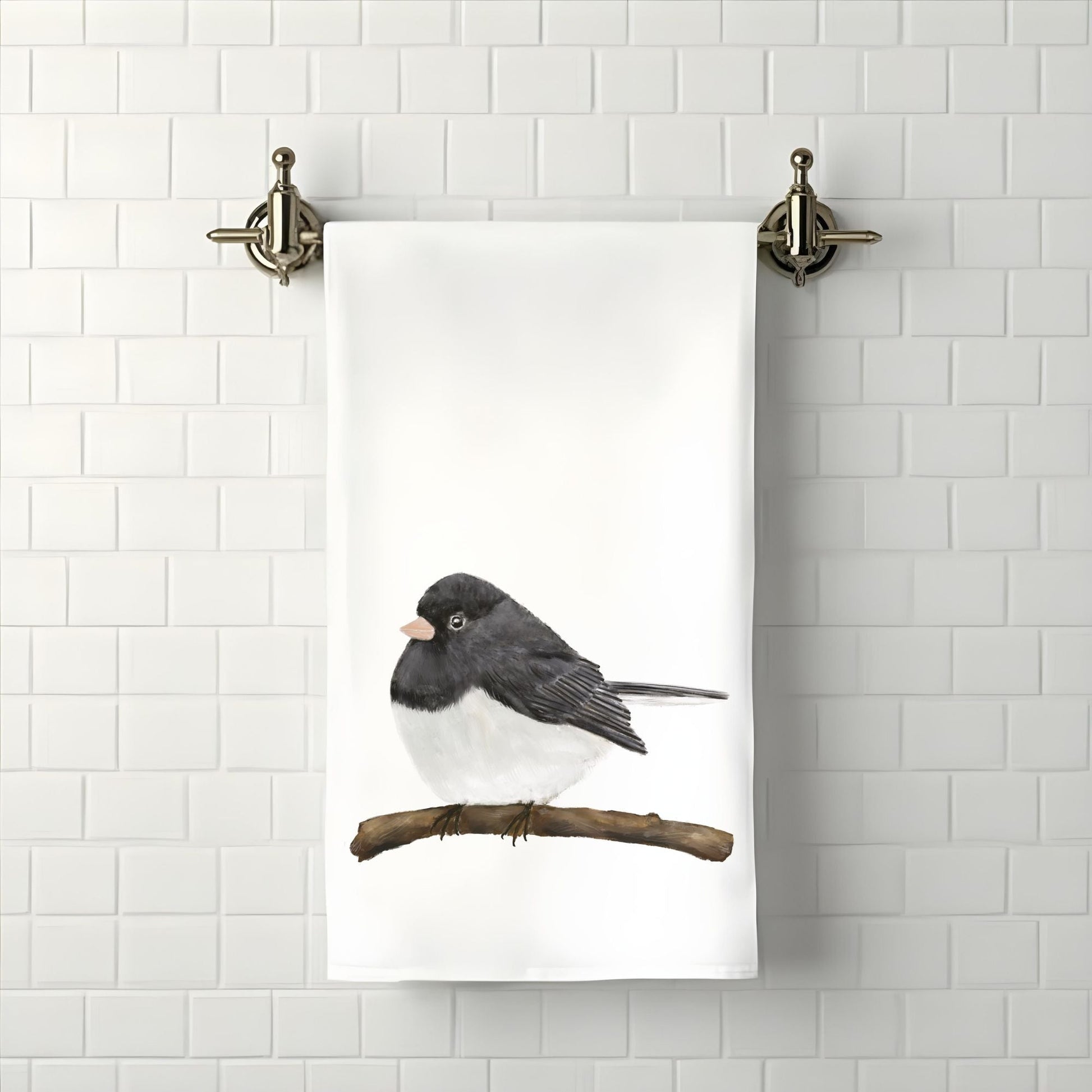 Dark - Eyed Junco Bathroom Towel - MerikaArt