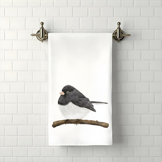 Dark - Eyed Junco Bathroom Towel - MerikaArt