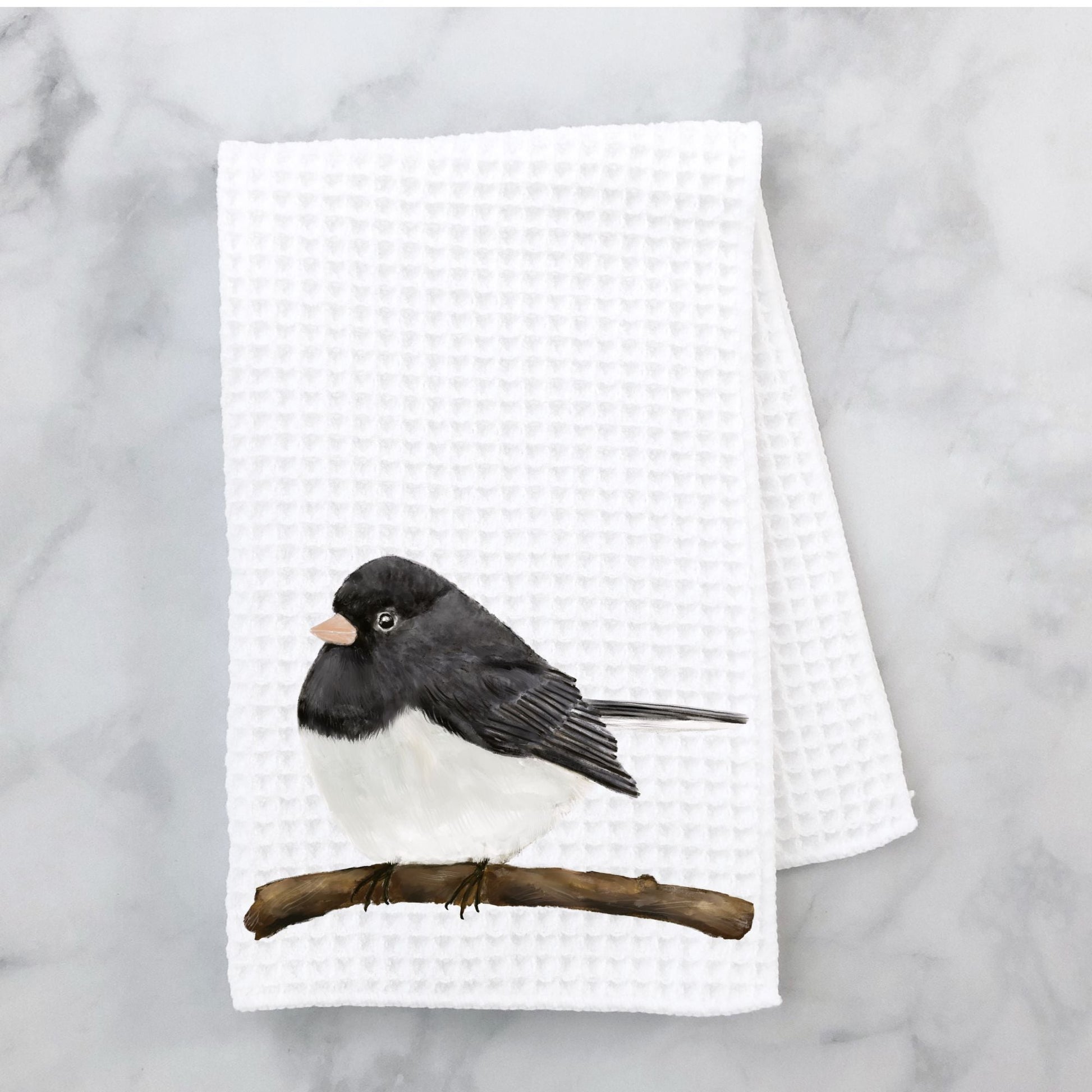 Dark - Eyed Junco Kitchen Towel - MerikaArt