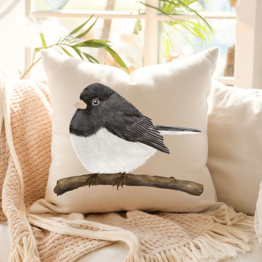 Dark - Eyed Junco Pillow - MerikaArt