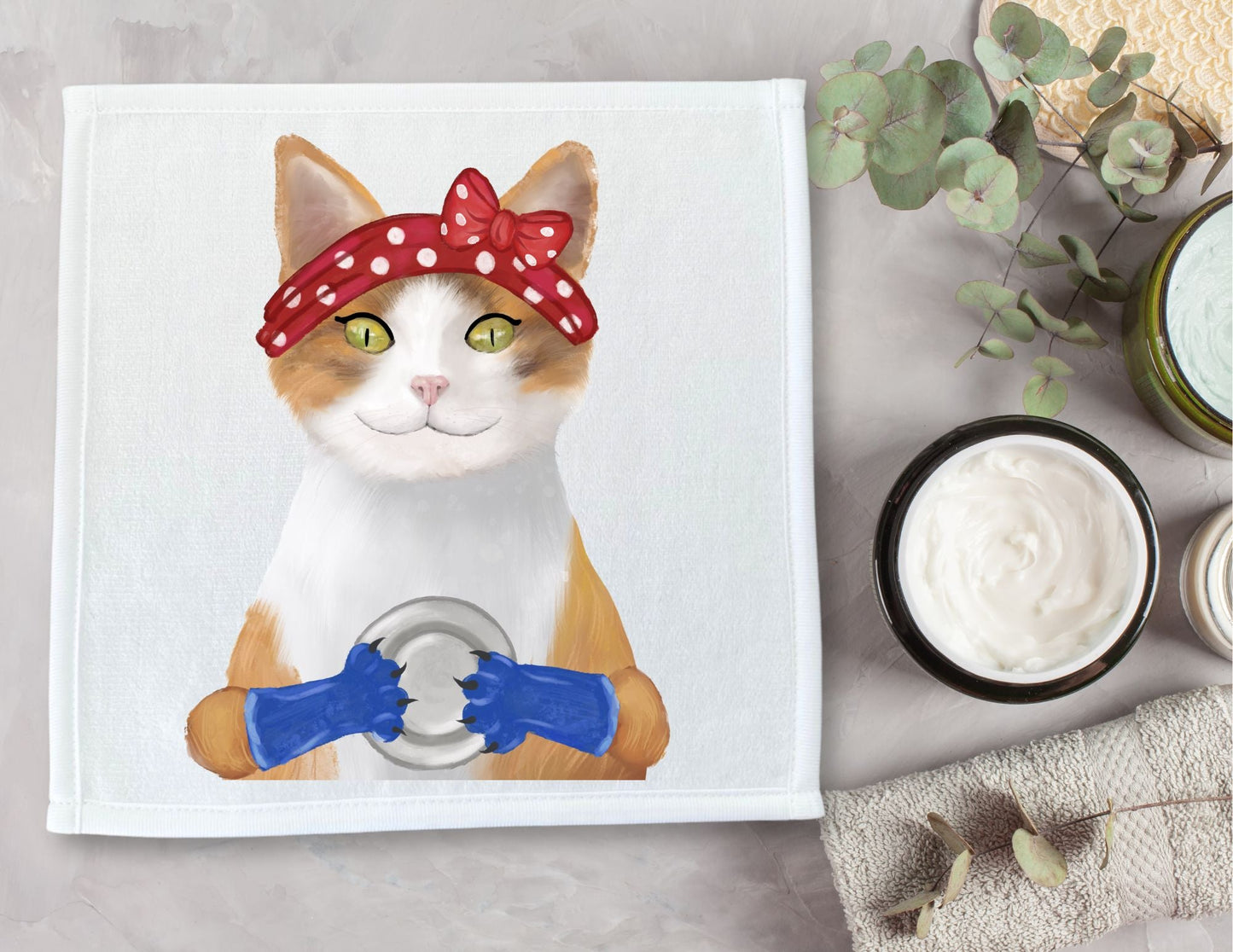Dishwashing Cat Washcloth - MerikaArt