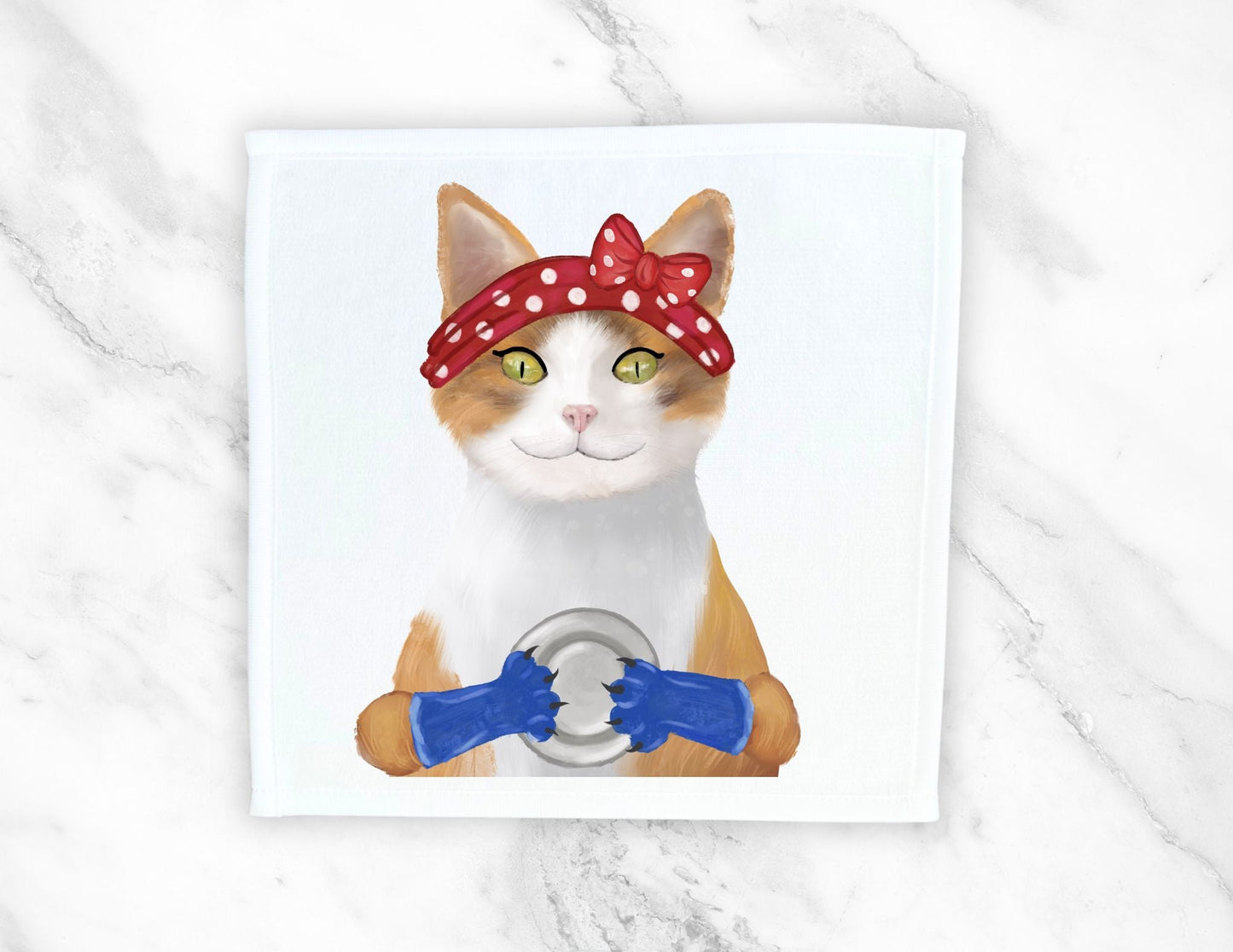 Dishwashing Cat Washcloth - MerikaArt
