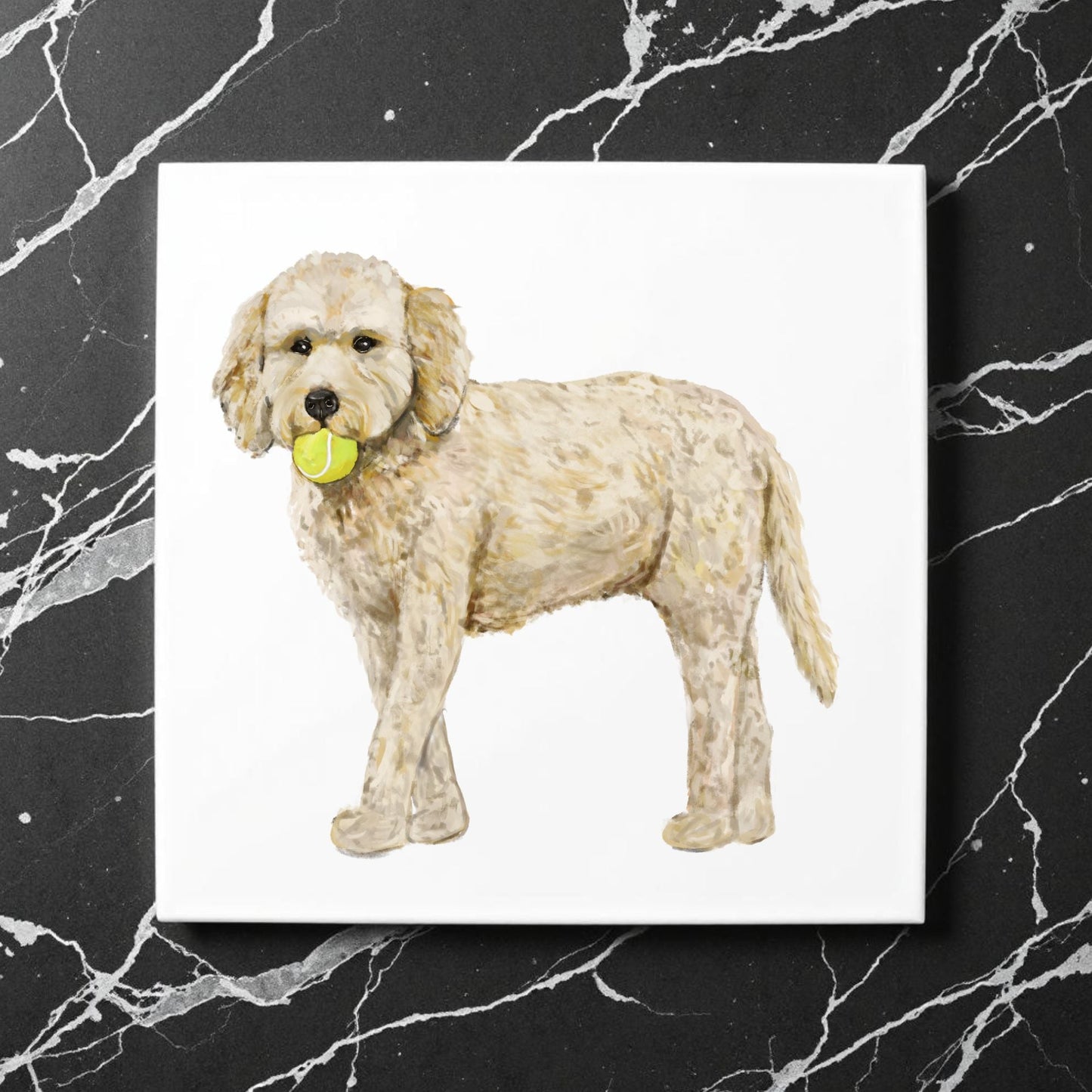 Doodle Dog Ceramic Tile - MerikaArt
