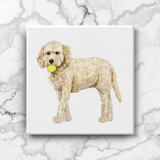 Doodle Dog Ceramic Tile - MerikaArt