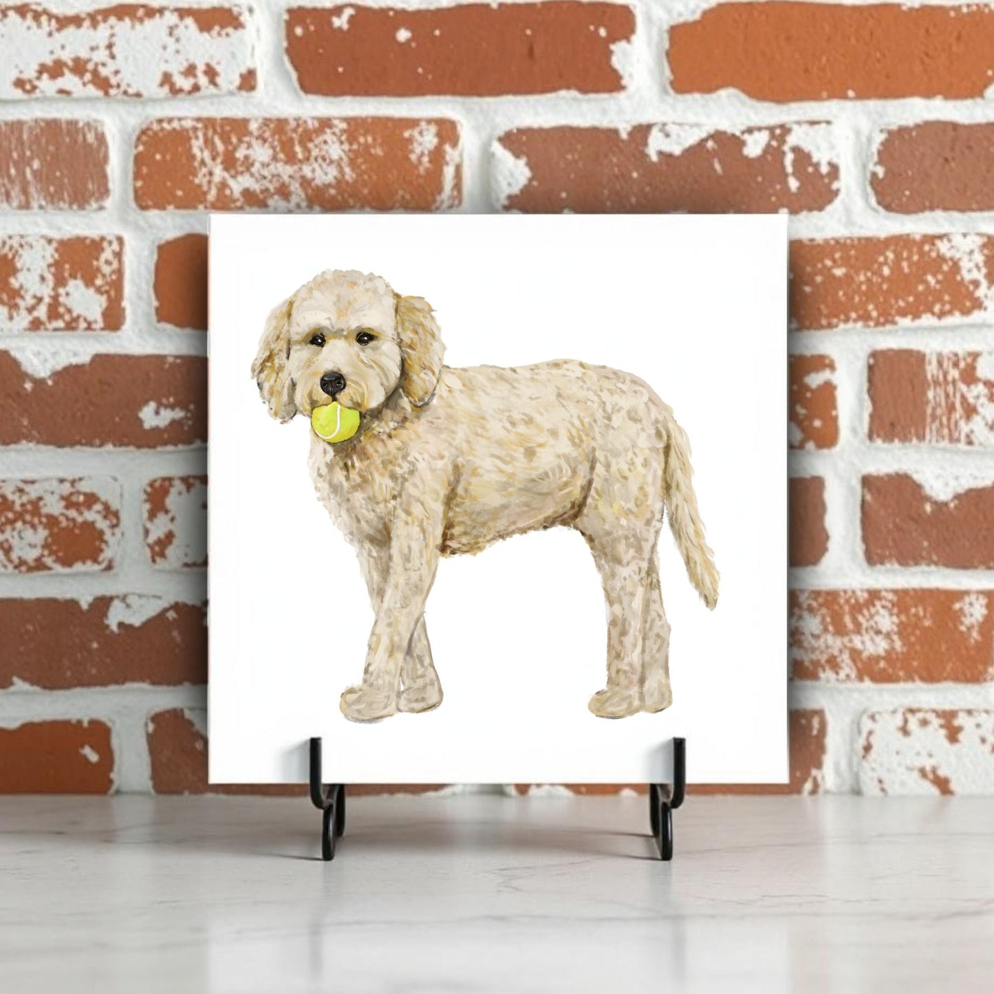 Doodle Dog Ceramic Tile - MerikaArt