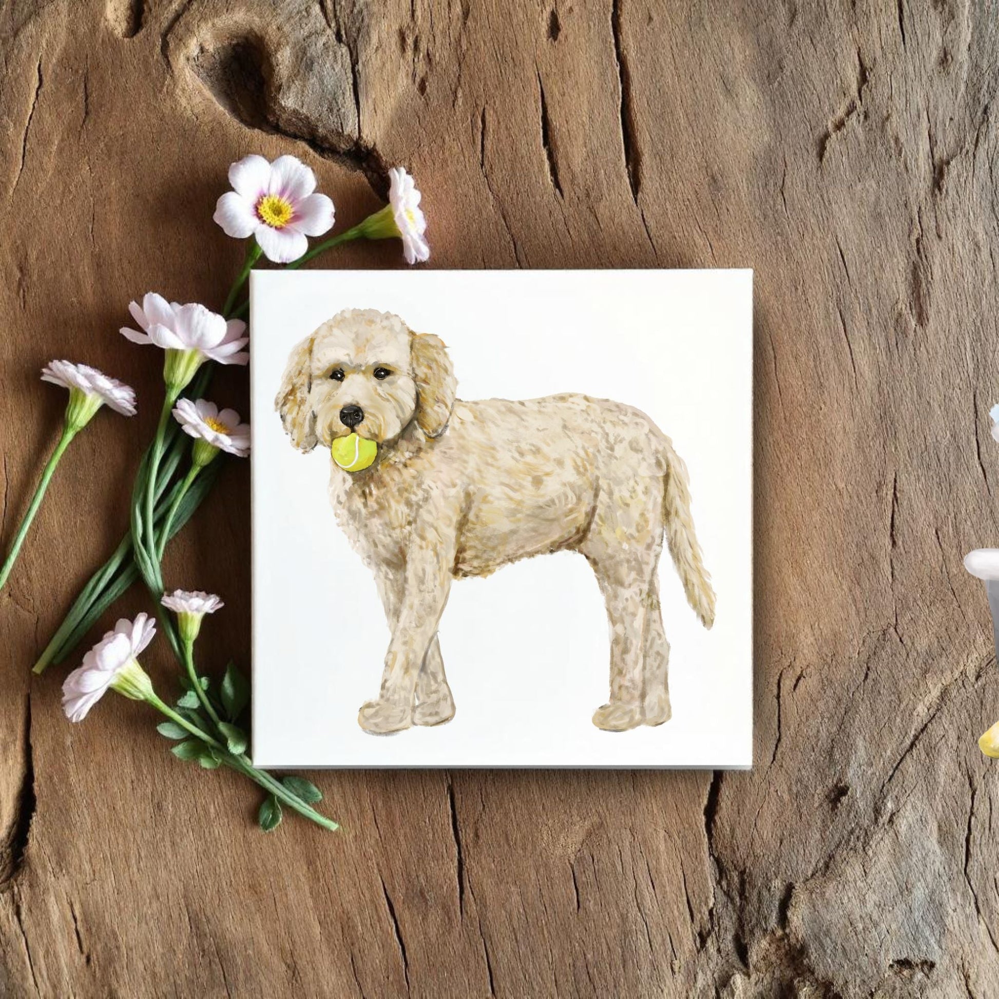 Doodle Dog Ceramic Tile - MerikaArt