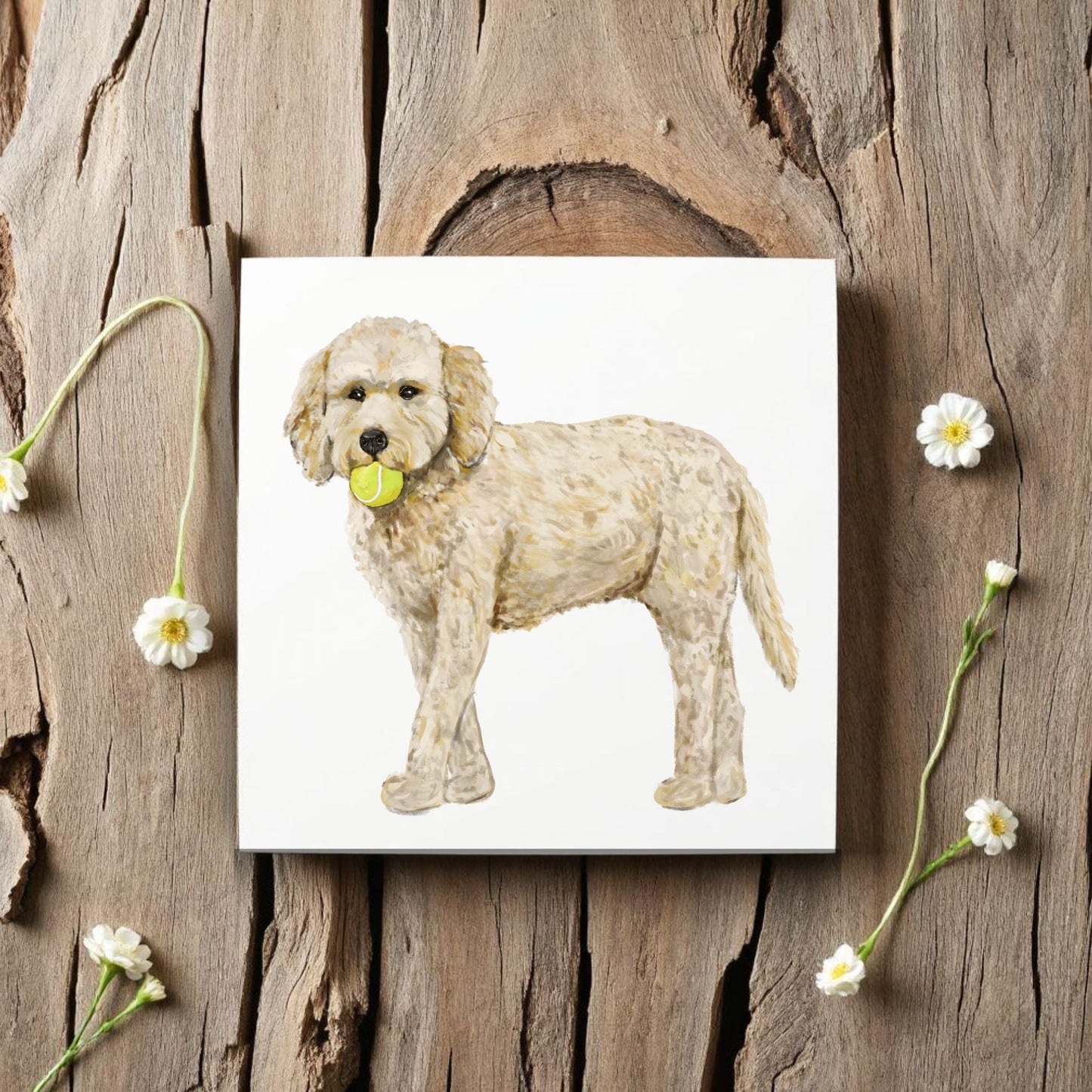 Doodle Dog Ceramic Tile - MerikaArt