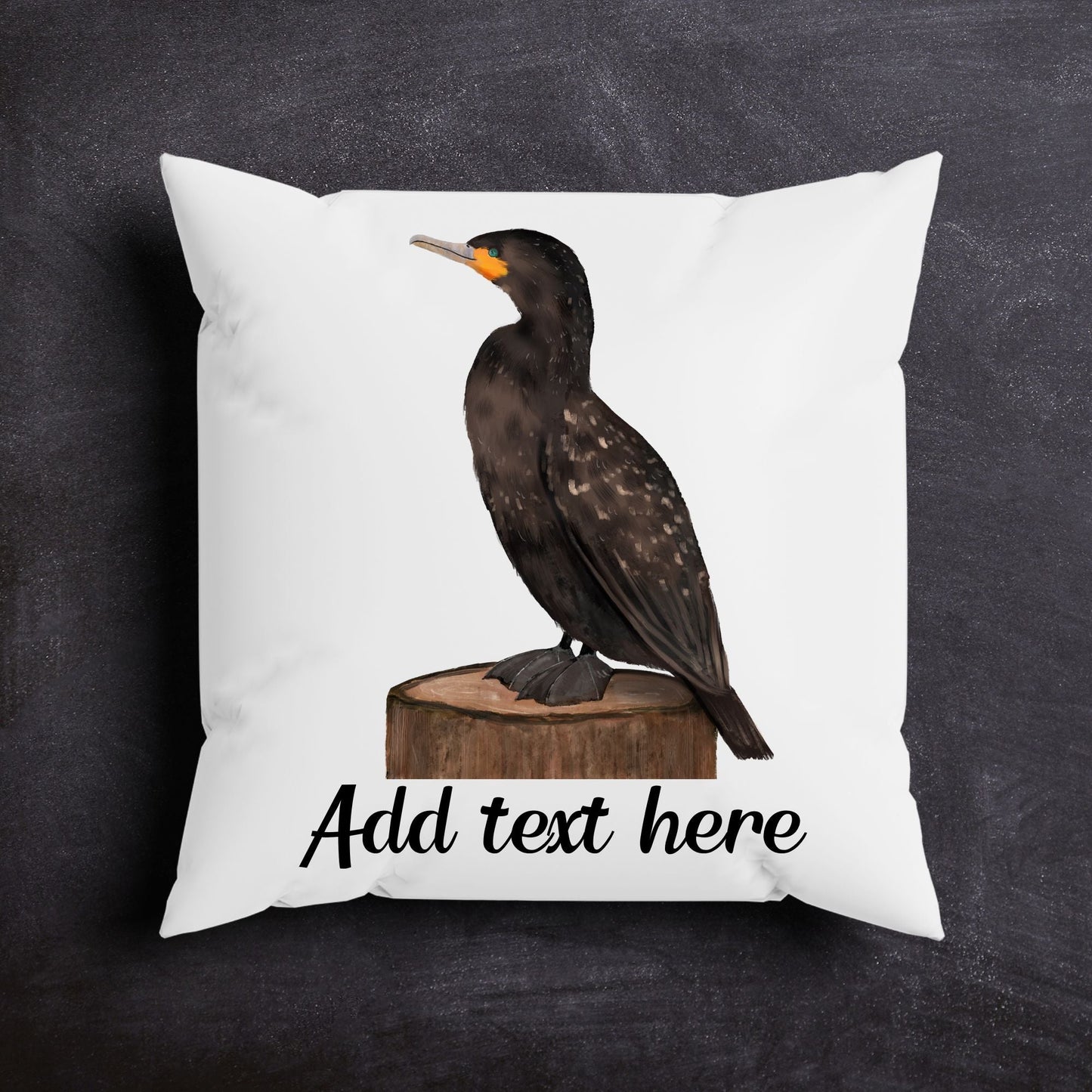 Double - Crested Cormorant Bird Pillow - MerikaArt