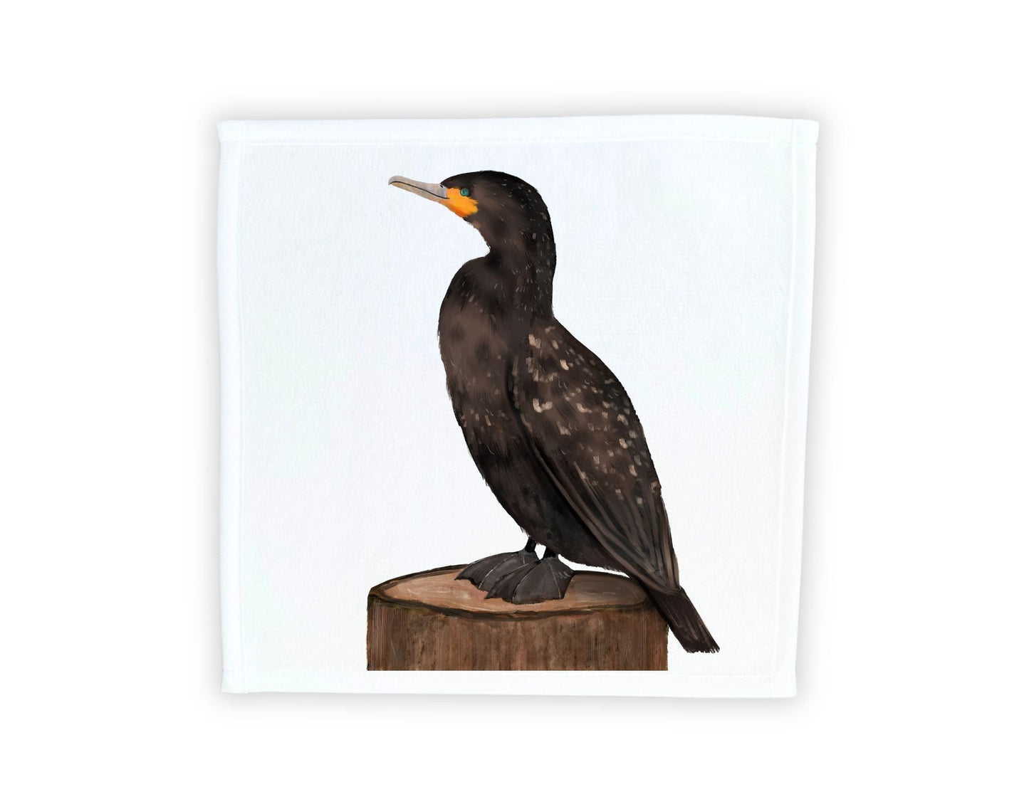 Double - Crested Cormorant Bird Washcloth - MerikaArt