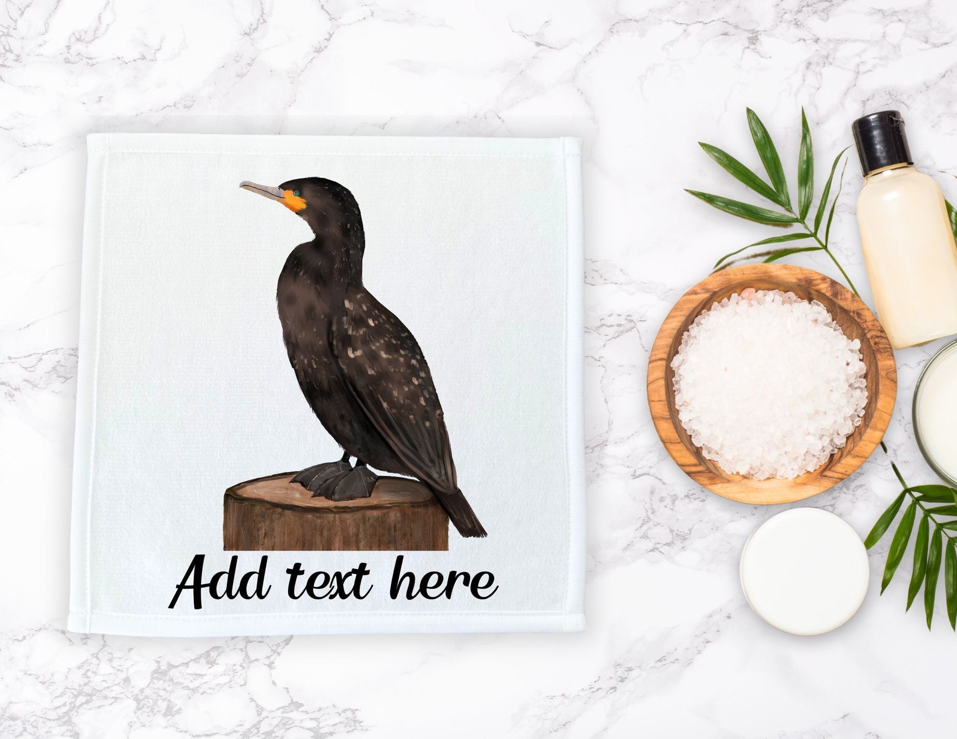 Double - Crested Cormorant Bird Washcloth - MerikaArt