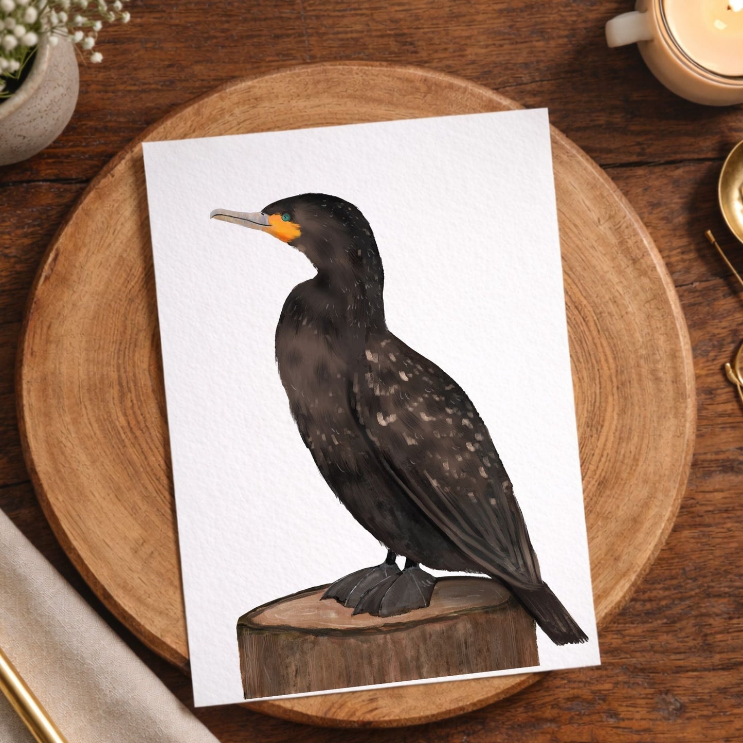 Double - crested Cormorant Postcard - MerikaArt