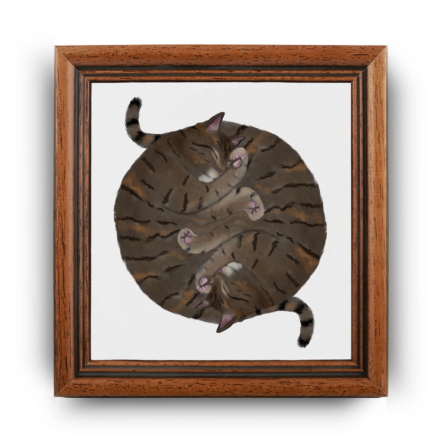 Double Tabby Cats Yin and Yang Ceramic Tile - MerikaArt
