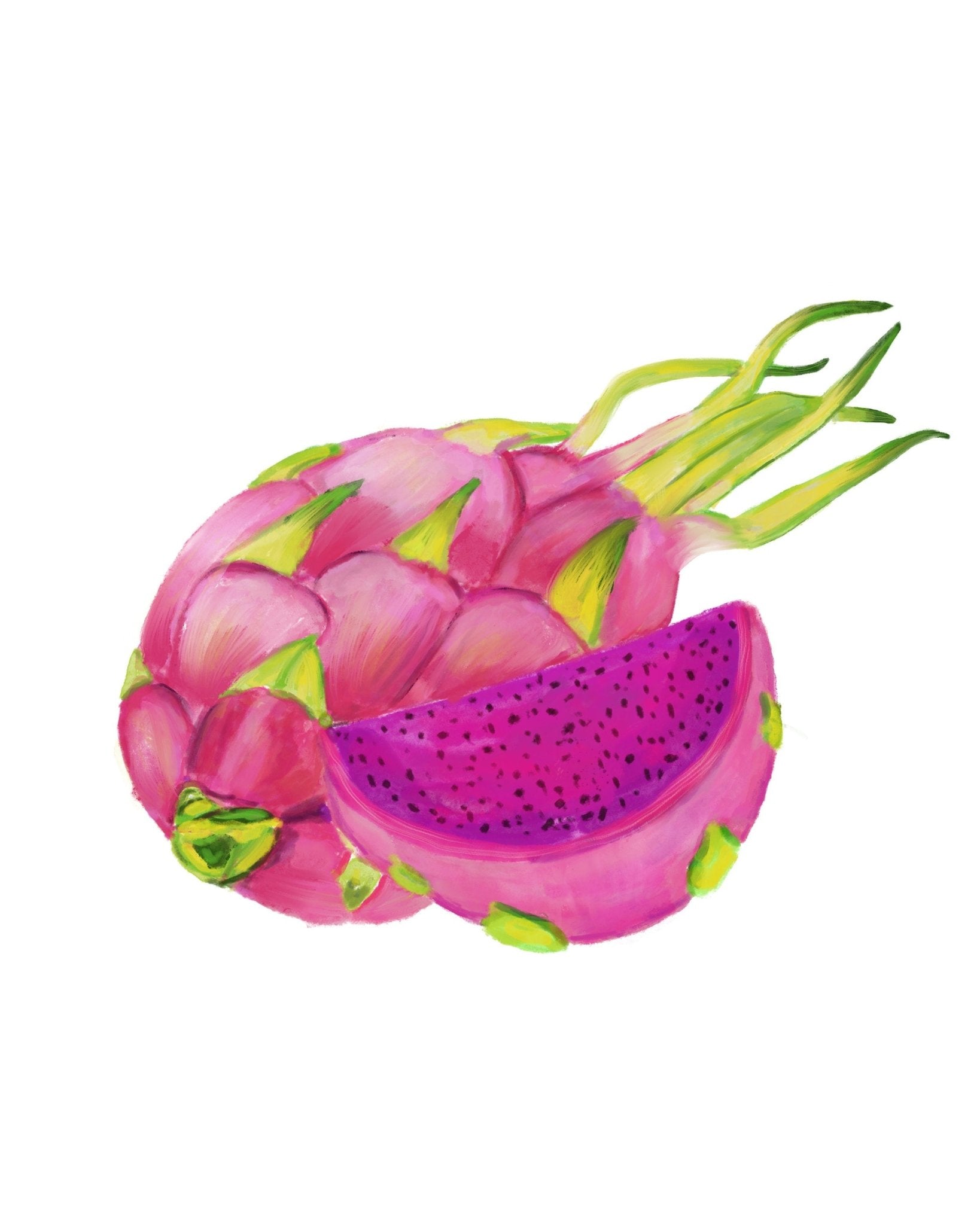 Dragon Fruit Art Print, Dragon Fruit Art, Kitchen Wall Hanging, Dining Room Decor, Exotic Fruit Illustration, Farmhouse Wall Decor - MerikaArt