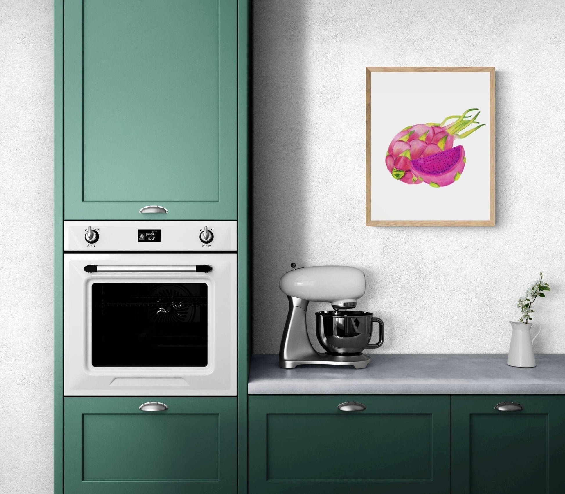 Dragon Fruit Art Print, Dragon Fruit Art, Kitchen Wall Hanging, Dining Room Decor, Exotic Fruit Illustration, Farmhouse Wall Decor - MerikaArt