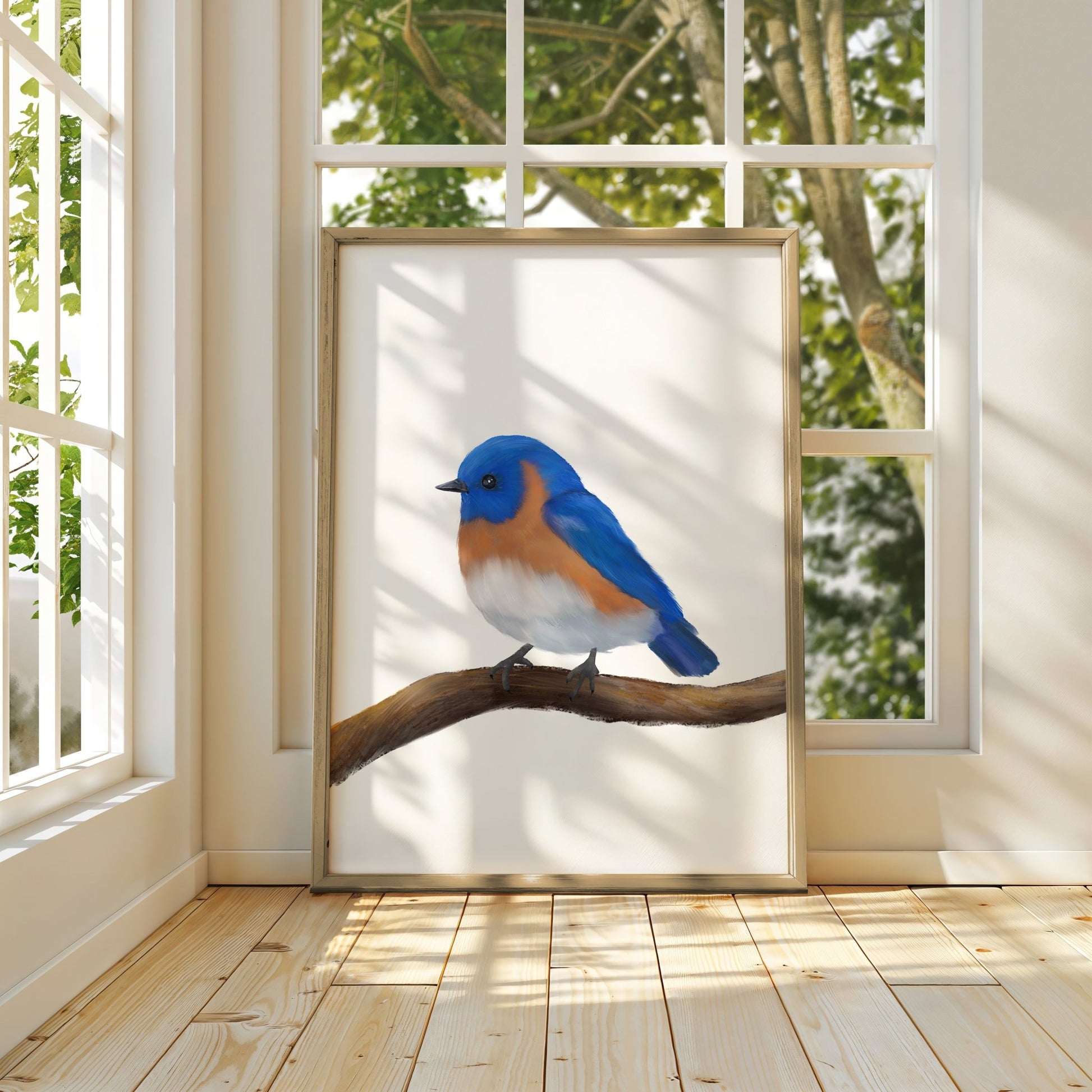 Eastern Bluebird Art Print – Charming Bird Decor for Nature Lovers - MerikaArt