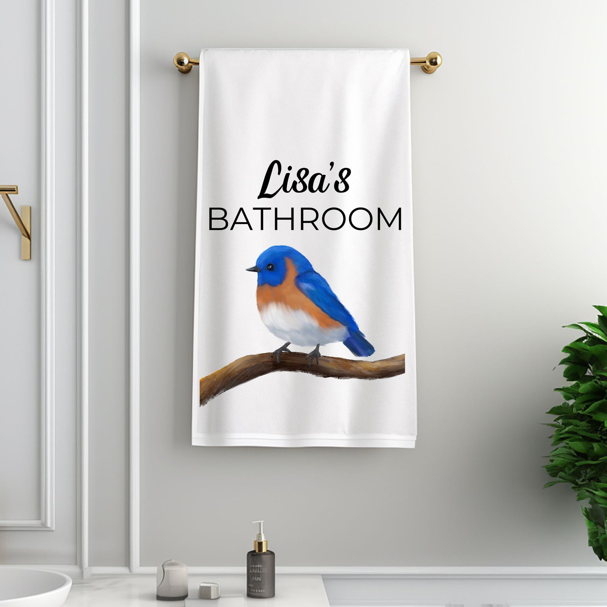 Eastern Bluebird Bathroom Towel - MerikaArt