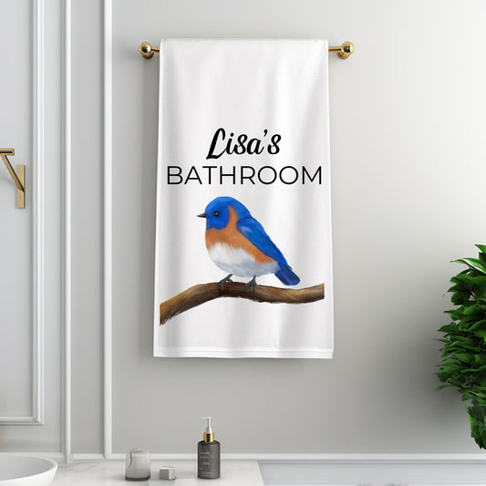 Eastern Bluebird Bathroom Towel - MerikaArt