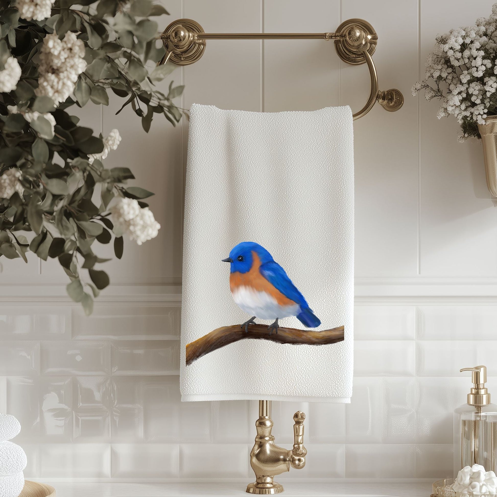 Eastern Bluebird Bathroom Towel - MerikaArt